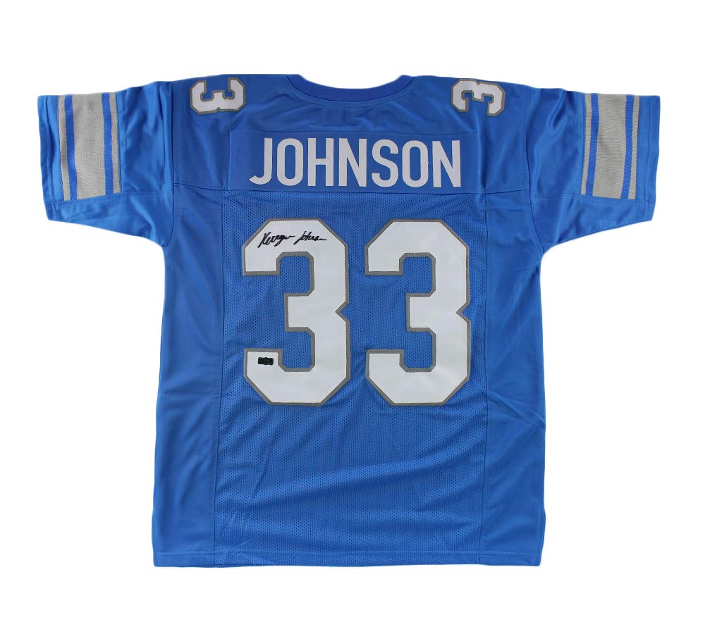 Authentic Kerryon Johnson Autographed Detroit Lions Blue Jersey - Signed NFL Football Memorabilia for Collectors & Fans - Perfect for Display, Gifting, and Game Day