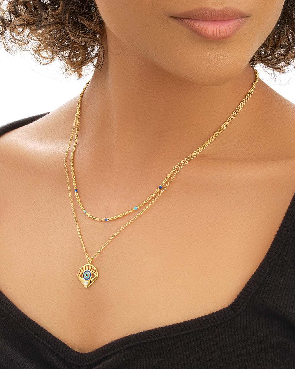Alessandra CZ & Enamel Evil Eye Layered Necklace for Women - Protection Jewelry for Good Luck, Spiritual Healing & Everyday Wear