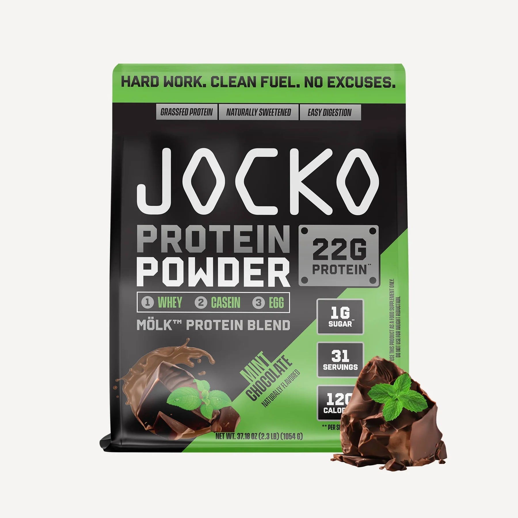 JOCKO Mölk Protein Powder - Grass Fed Whey Protein Isolate & Concentrate, 31 Servings (Chocolate Flavor) for Muscle Recovery & Post-Workout Nutrition - Ideal for Gym, Fitness & Bodybuilding