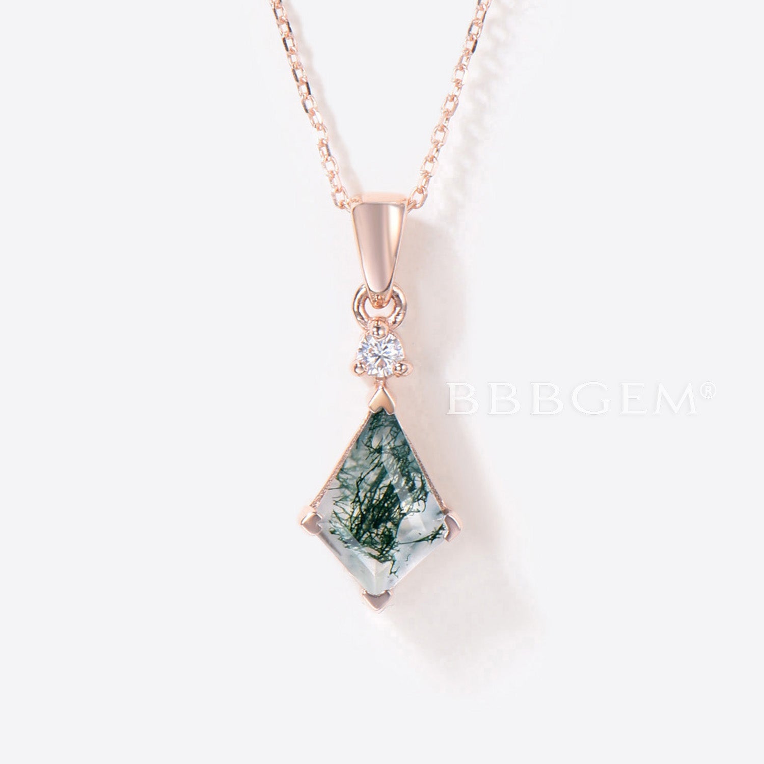 Natural Moss Agate Pendant Necklace with 14k Gold & Diamond Accents | Elegant Jewelry Gift for Women | Perfect for Weddings, Anniversaries & Special Occasions