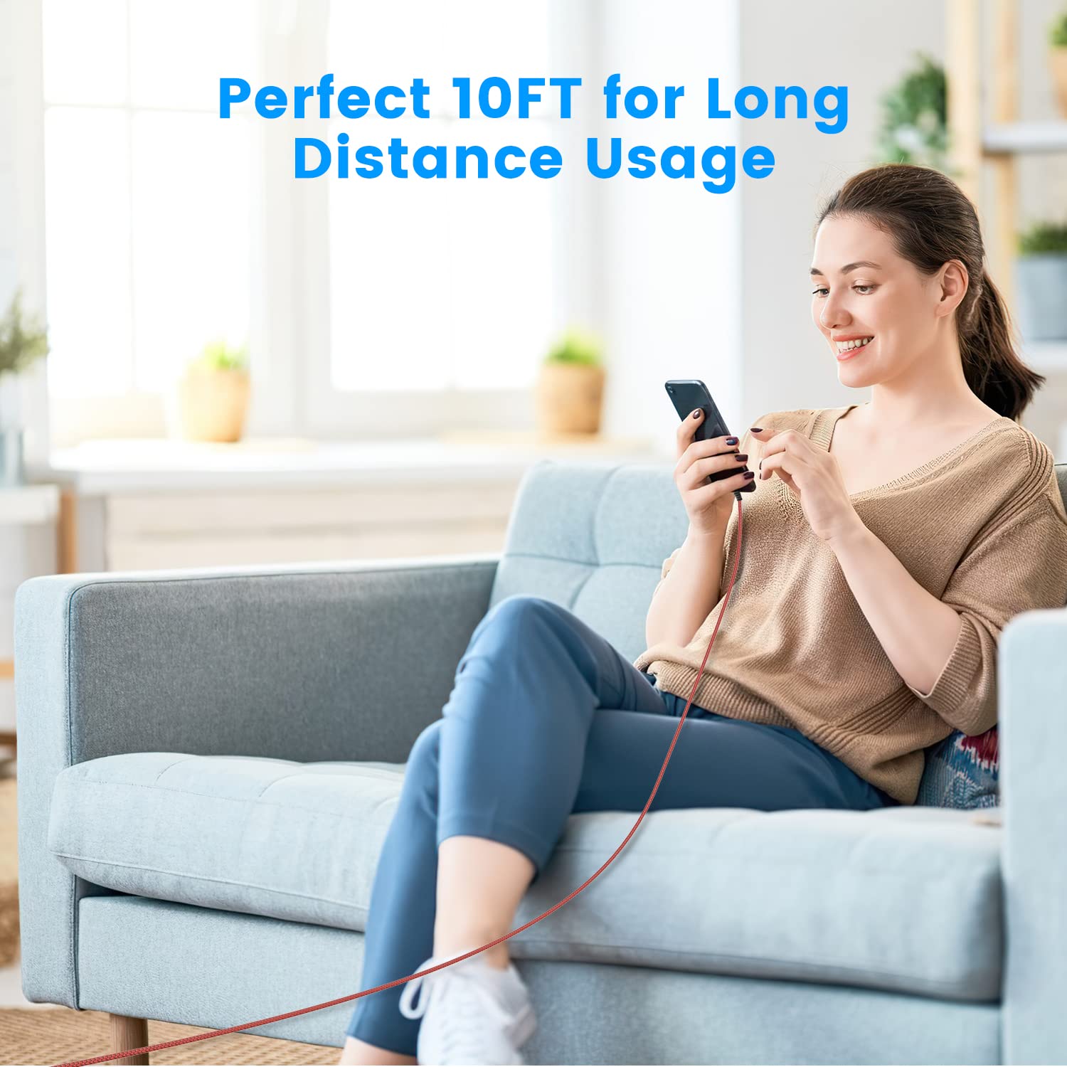 Ofuca 3-Pack 10FT Braided Lightning Cable Fast Charging Cord for iPhone 14/13/12/11 Pro Max/XS/XR/X/8/7/6/5/SE - Durable 3M iPhone Charger with MFi Certification - Perfect for Home, Office & Travel Use