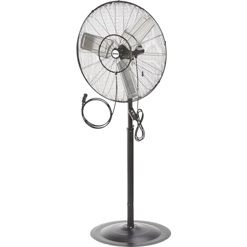 Strongway 30in Outdoor Pedestal Misting Fan - 7200 CFM High Power Cooling Fan for Patio, Poolside, Backyard, and Commercial Use