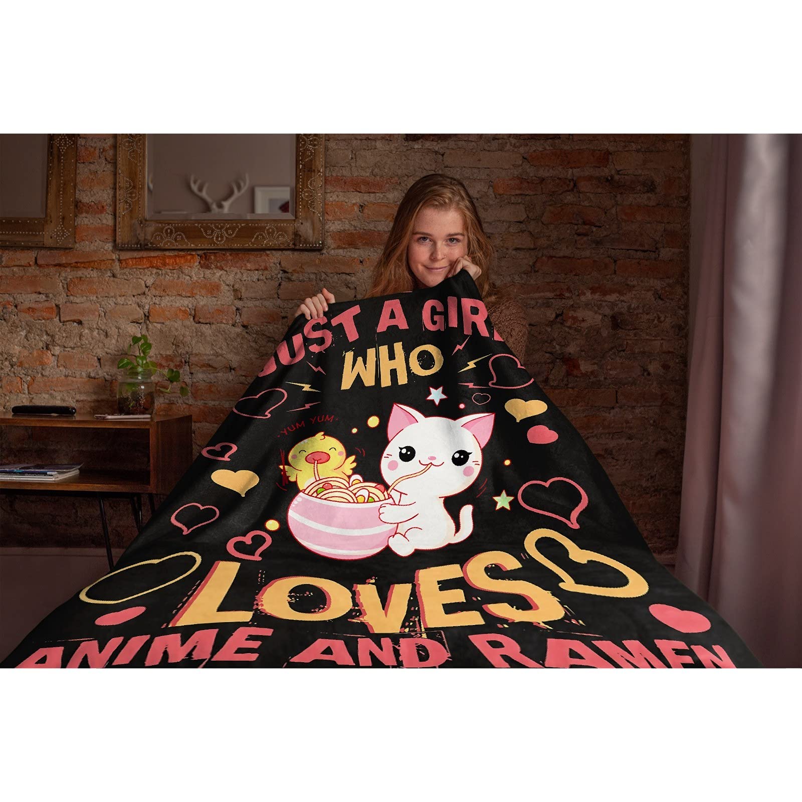 Anime and Ramen Fleece Blanket - 50x40 Inch Soft Microplush All-Season Throw - Lightweight Thermal Blanket for Couch, Bed & Sofa - Perfect for Anime Fans, Cozy Nights, and Winter Warmth