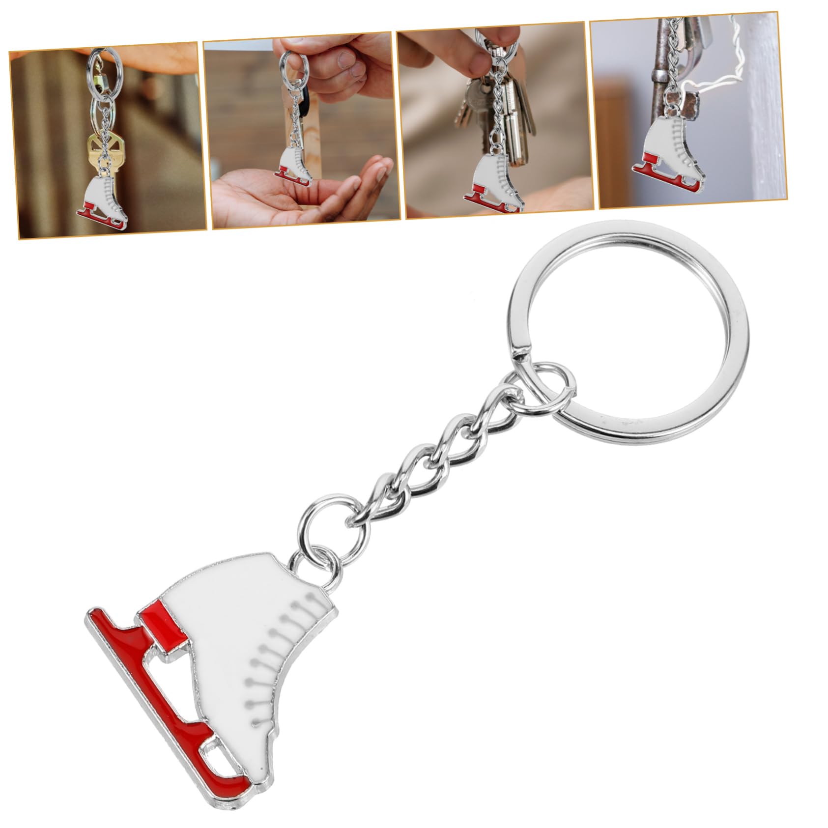 BRIGHTFUFU Tiny Roller Skate Keychain Clip - Zinc Alloy Key Ring for Keys, Bags & Backpacks - Cute Skateboard Accessory for Skaters & Fashion Lovers