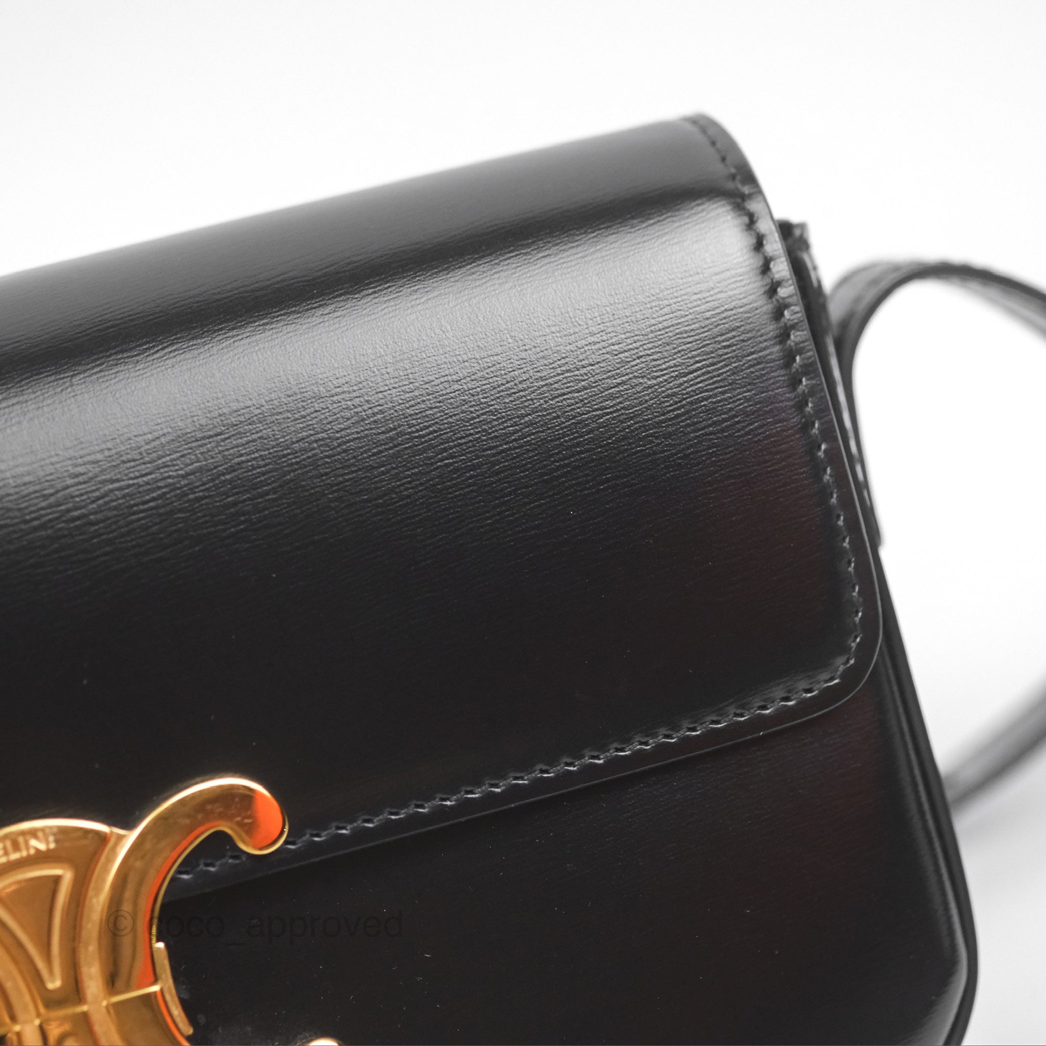Celine Triomphe Shoulder Bag - Genuine Black Calfskin Leather Crossbody Purse for Women | Perfect for Work, Travel & Evening Events
