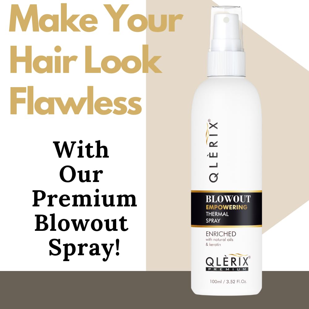 QLERIX Premium Heat Protectant Hair Spray with Keratin & Argan Oil - Sulfate & Paraben Free Blowout & Straightening Styling Spray for Men & Women (100ml) - Perfect for Salon Styling, Daily Hair Care & Heat Tool Protection