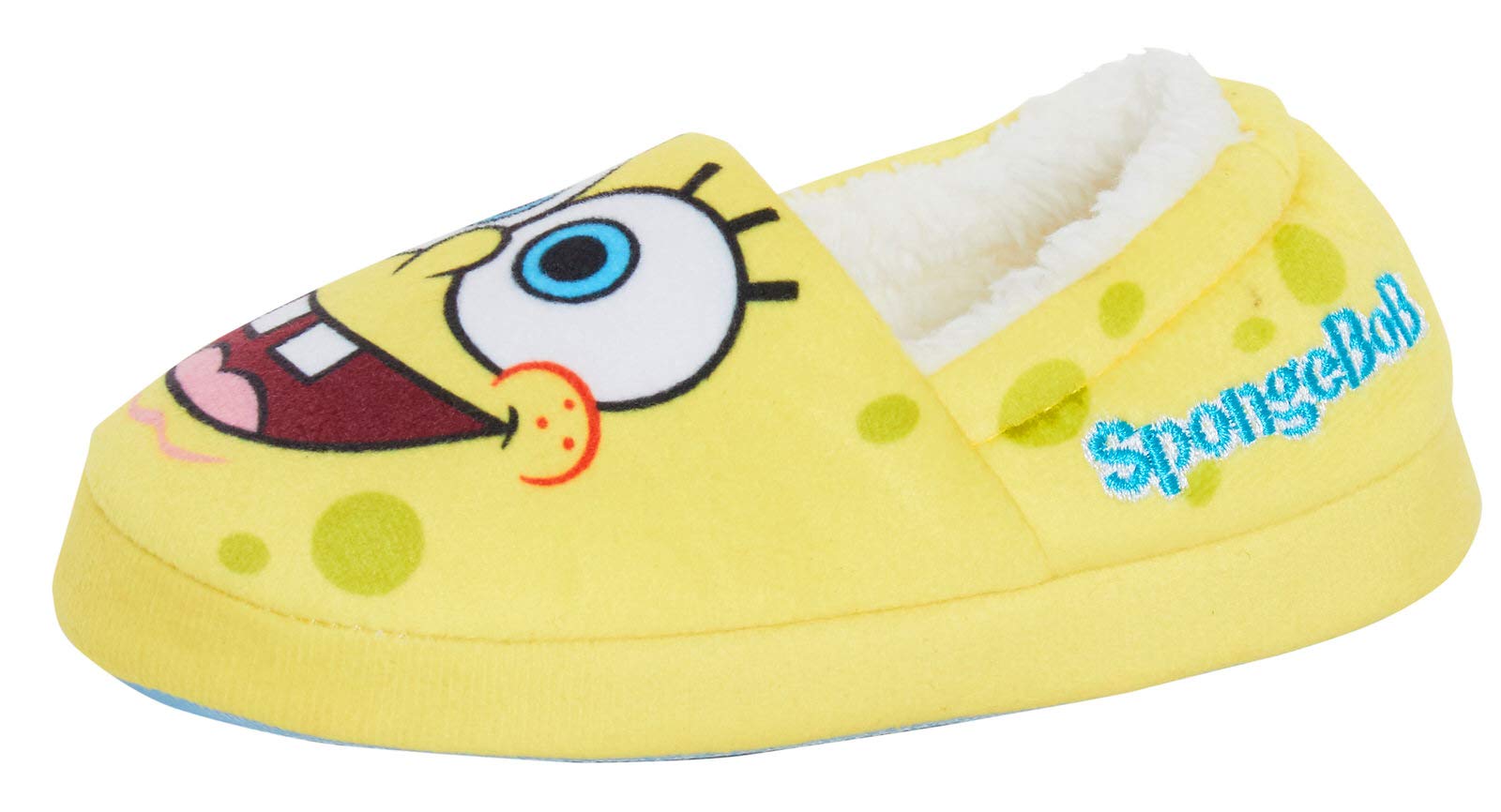 SpongeBob SquarePants Slippers for Boys & Girls - Fleece Lined Warm House Shoes - Non-Slip Indoor/Outdoor Mules for Kids - Perfect for Winter, Lounge & Home Comfort