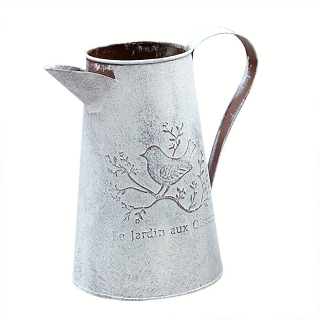 Vintage Wrought Iron Watering Can for Indoor Plants, Gardening, and Flower Arrangements - Decorative Old-Fashioned Design Perfect for Home Decor, Flower Shops, and Kids Gardening Activities