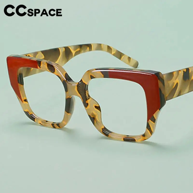 CCspace Women's Full Rim Large Square Plastic Reading Glasses R57129 - Fashionable Blue Light Blocking Readers for Work, Reading & Computer Use