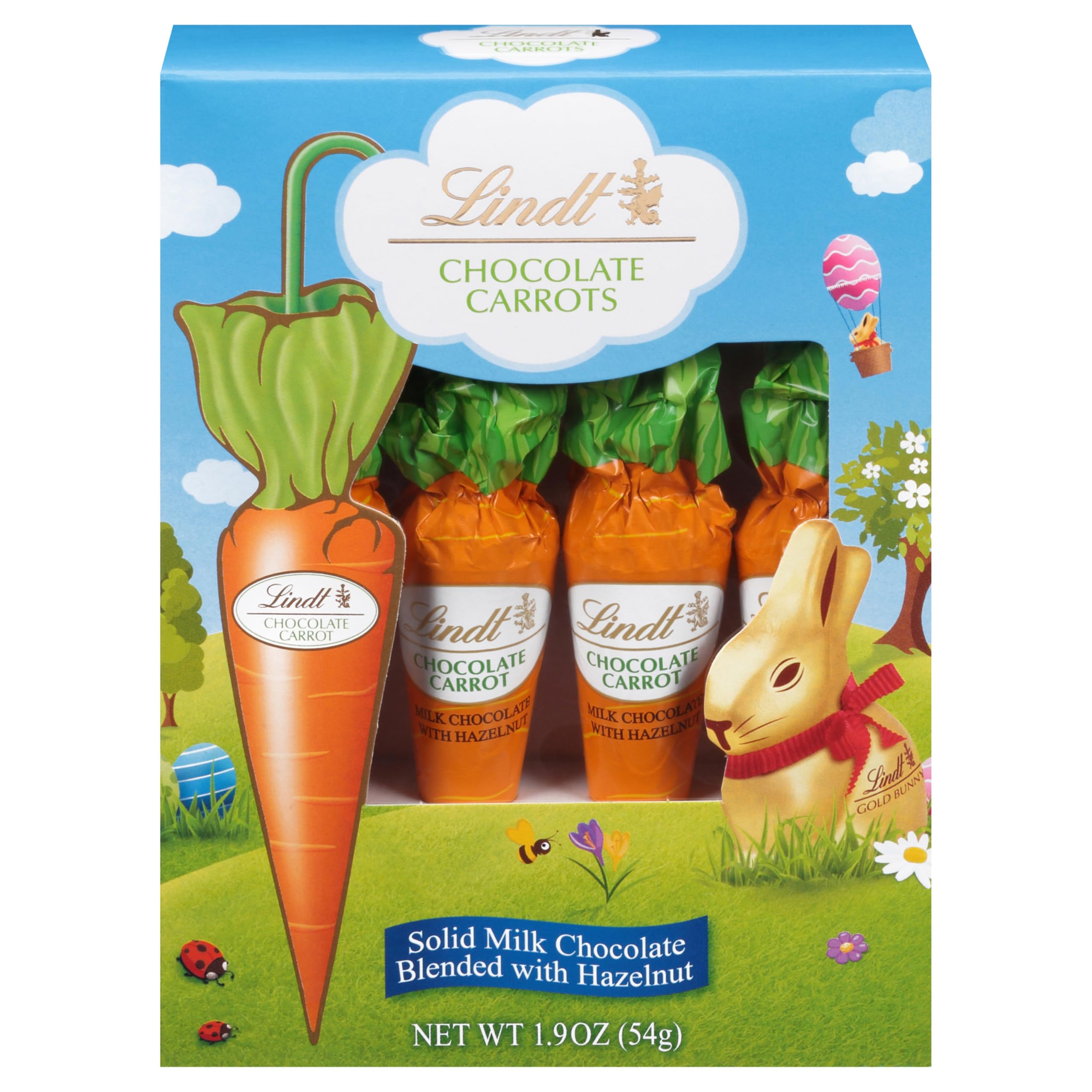 Lindt Chocolate Carrots - Premium Solid Milk Chocolate Easter Candy with Hazelnut Blend (1.9 Oz Box) - Perfect for Easter Baskets, Gift Giving & Holiday Treats