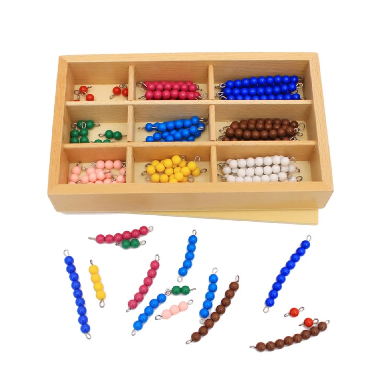 Montessori Wooden Math Learning Toys for Kids - Colorful Counting Beads & Checker Board - Early Childhood Education, Preschool Math Training - Perfect for Homeschooling & Classroom Activities