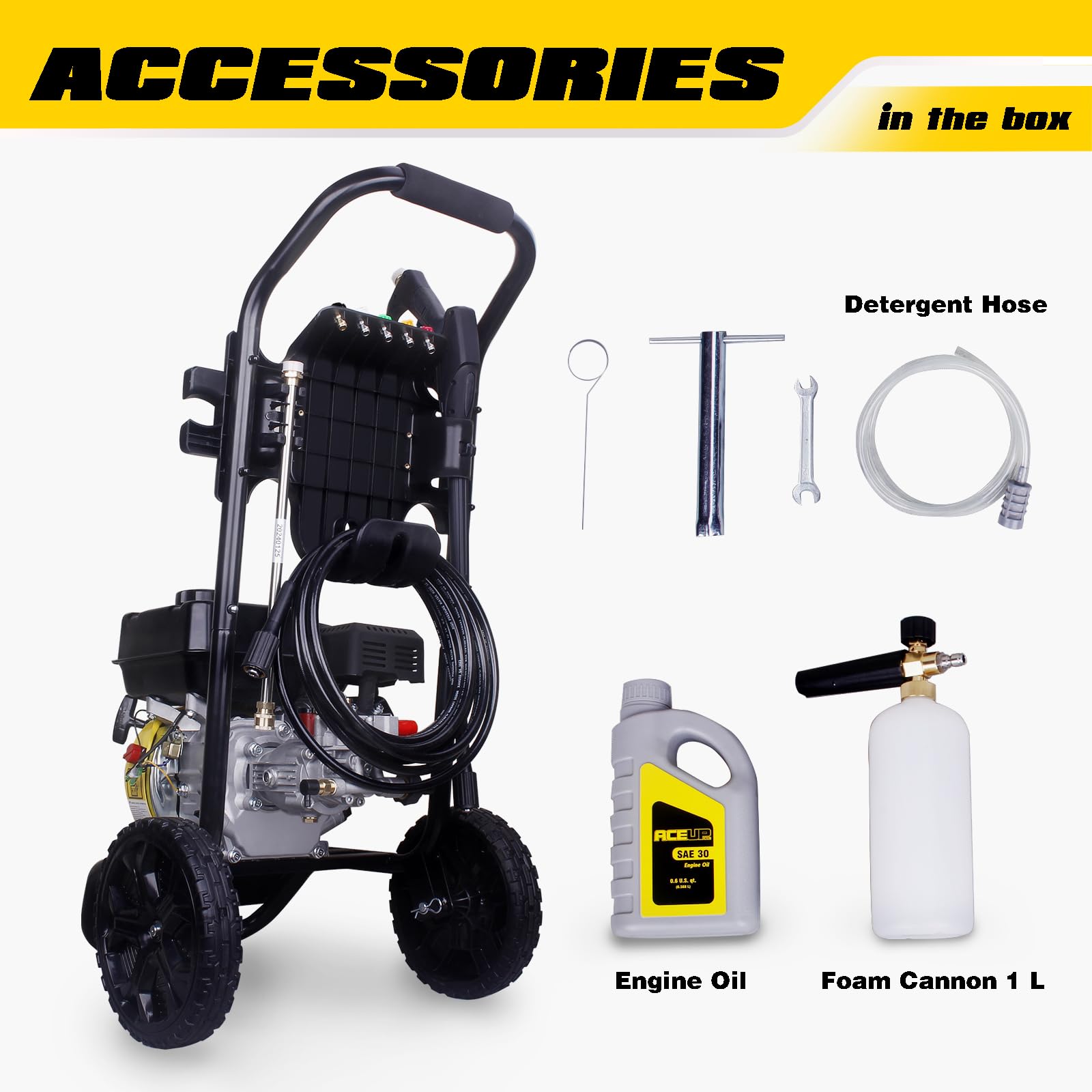 Aceup Energy 3400 PSI 2.6 GPM Gas Pressure Washer - Powerful Gas Powered Pressure Cleaner for Driveway, Deck, Fence & Outdoor Cleaning