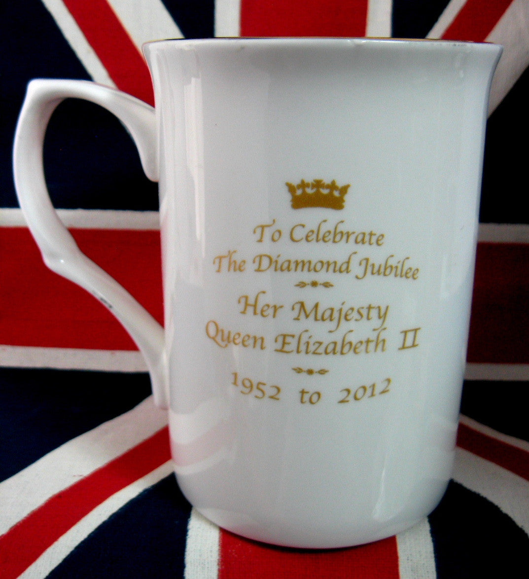 Queen Elizabeth II Diamond Jubilee Commemorative Mug - English Bone China 2012 Limited Edition - Perfect for Royal Collectors & Tea Lovers