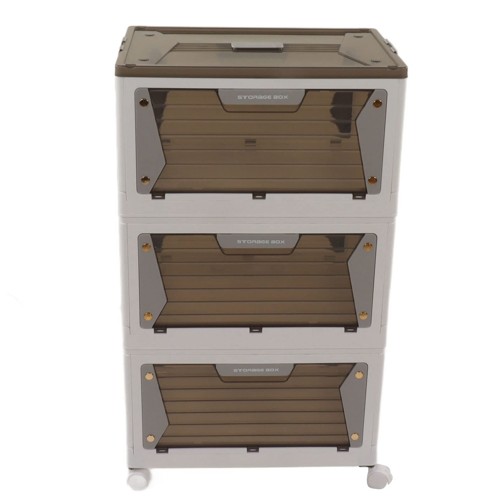 Stackable Folding Storage Bins with Magnetic Suction & Wheels - 3-Tier Organizer Box for Home, Office, Closet & Kitchen Organization - Space Saving Storage Container for Toys, Clothes & Household Items
