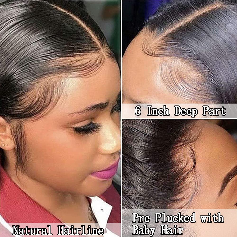 Imeya 24 Inch Brazilian Body Wave Lace Front Human Hair Wigs - 13x6 HD Transparent Lace, Pre-Plucked Glueless Wig with 150% Density & Baby Hair - Natural Hairline Long Wavy Remy Human Hair Wig for Women - Perfect for Daily Wear, Cosplay & Special Occasions