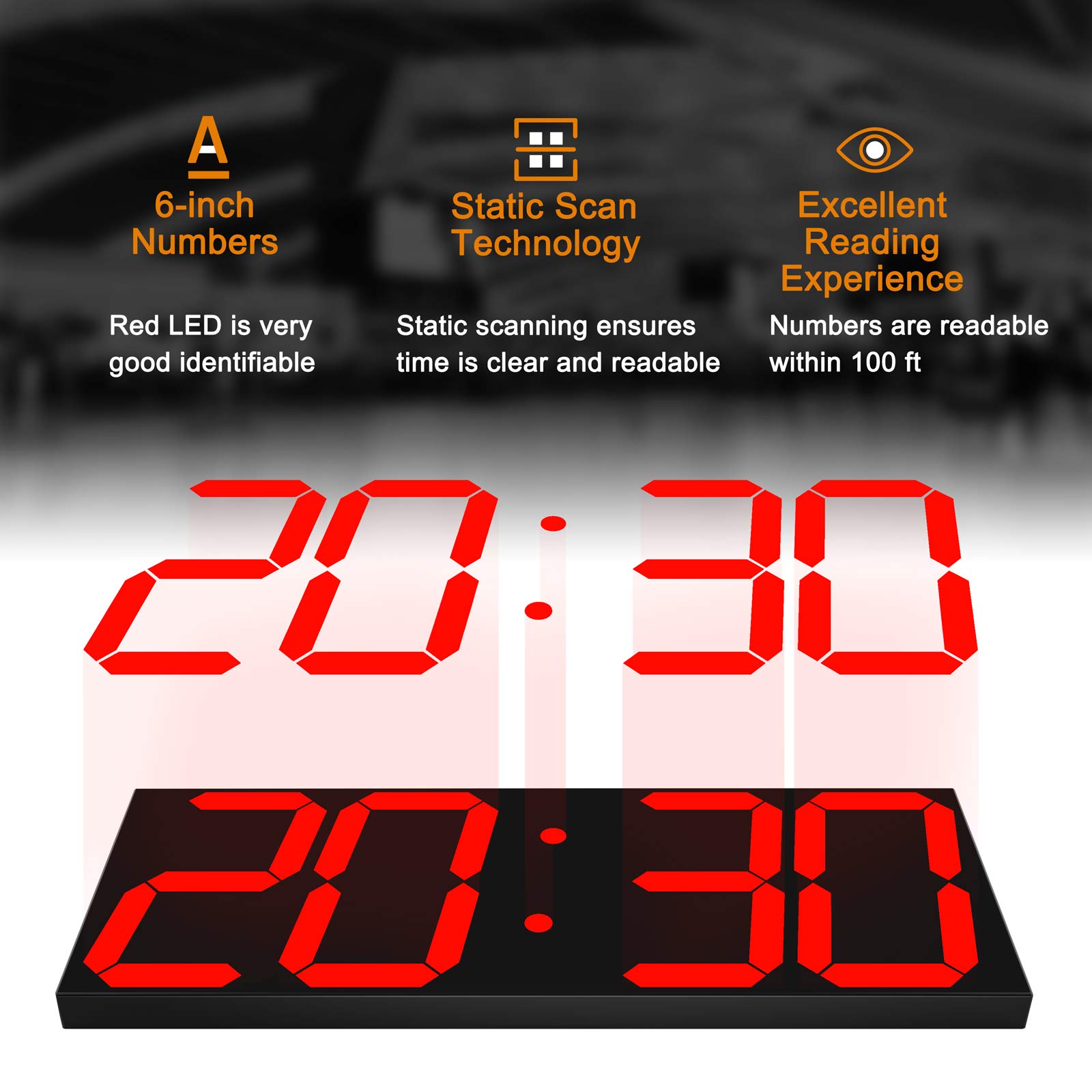 Large LED Digital Wall Clock with 6
