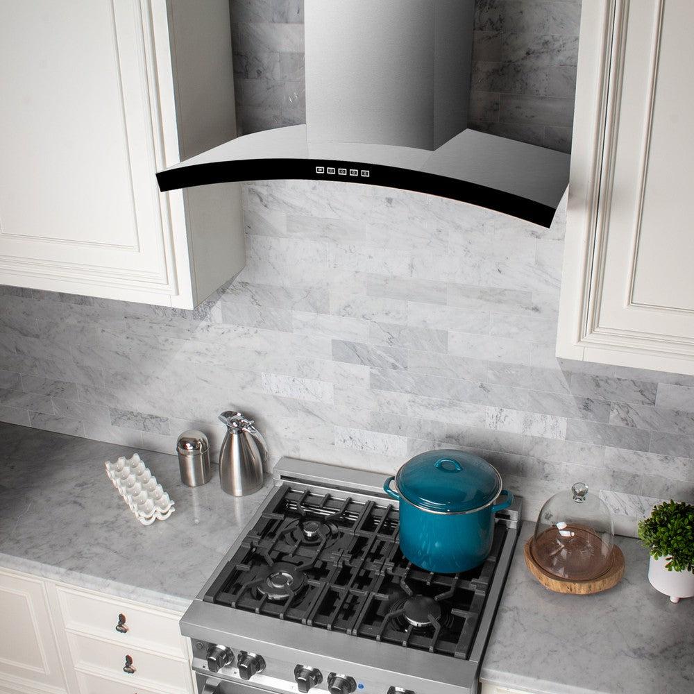 ZLINE KN6 30-Inch Wall Mount Range Hood - Stainless Steel Kitchen Vent Hood with Powerful 400 CFM, LED Lights & Dishwasher Safe Filters - Perfect for Modern Home Kitchens & Open Concept Living Spaces