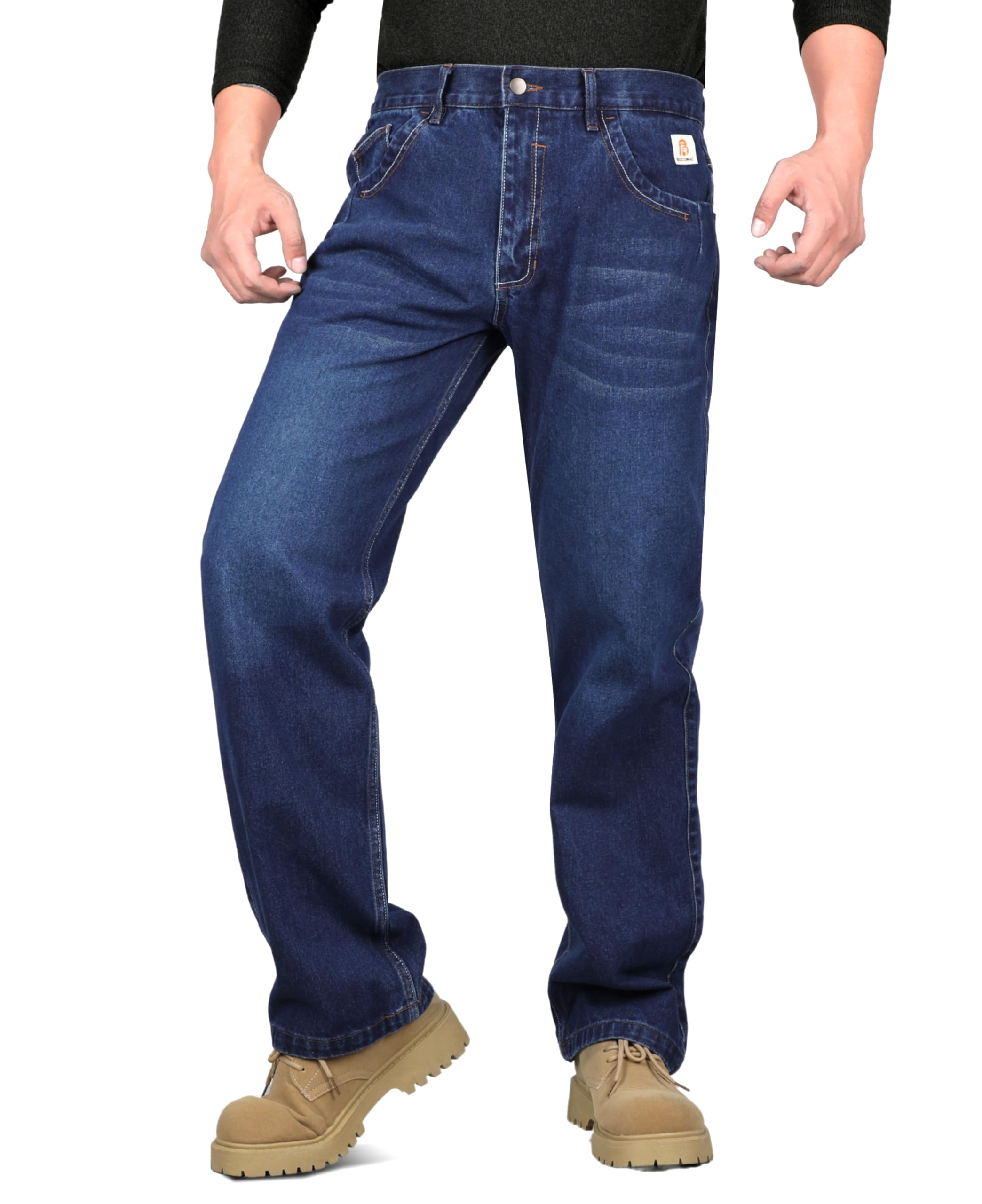 BOCOMAL FR Pants for Men - Flame Resistant Work Jeans 14oz Heavy Duty Washed Denim - Perfect for Construction, Welding & Industrial Safety Workwear