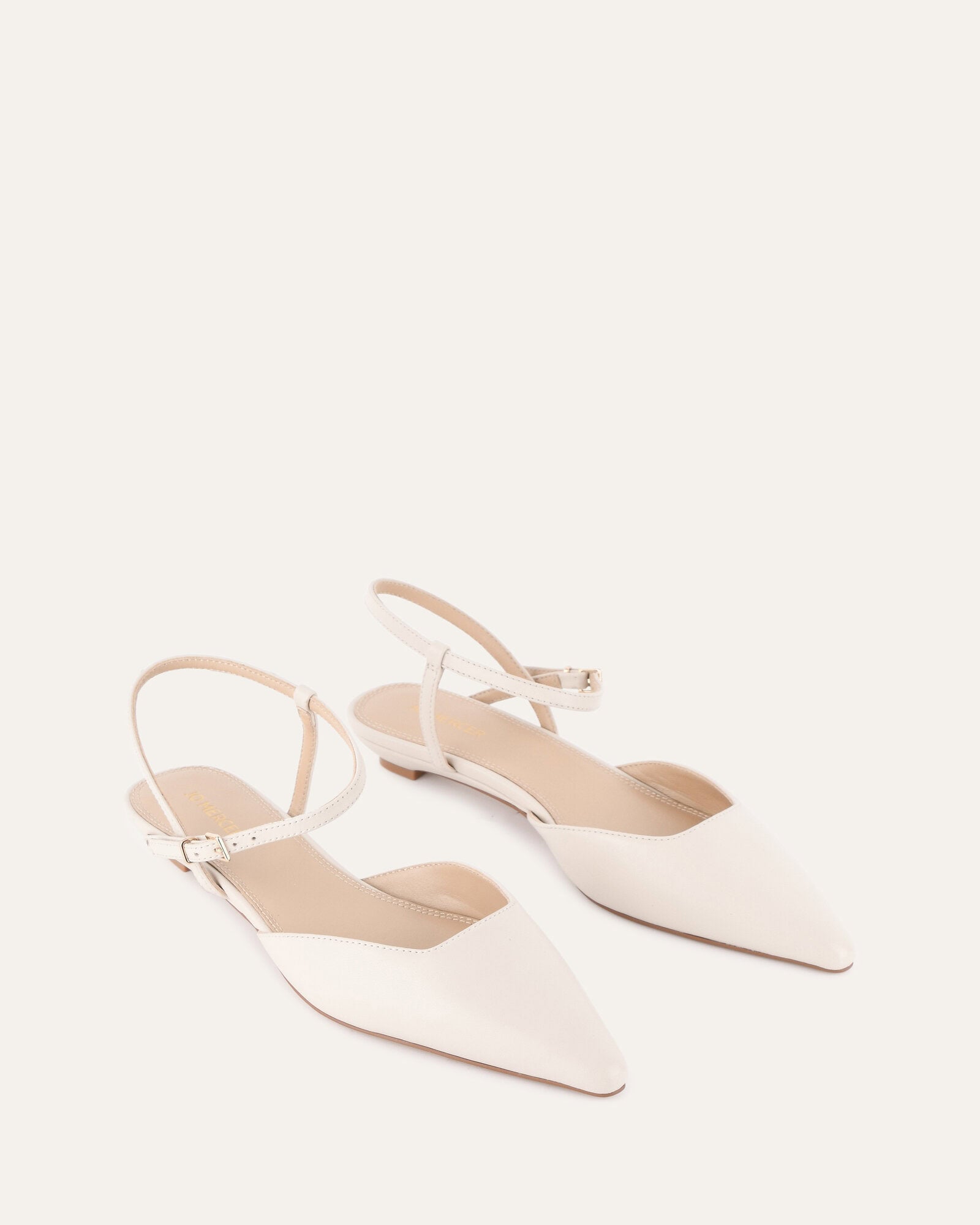 Virginie Dress Flats in Off-White Genuine Leather - Comfortable Women's Ballet Shoes for Work, Wedding & Casual Outfits