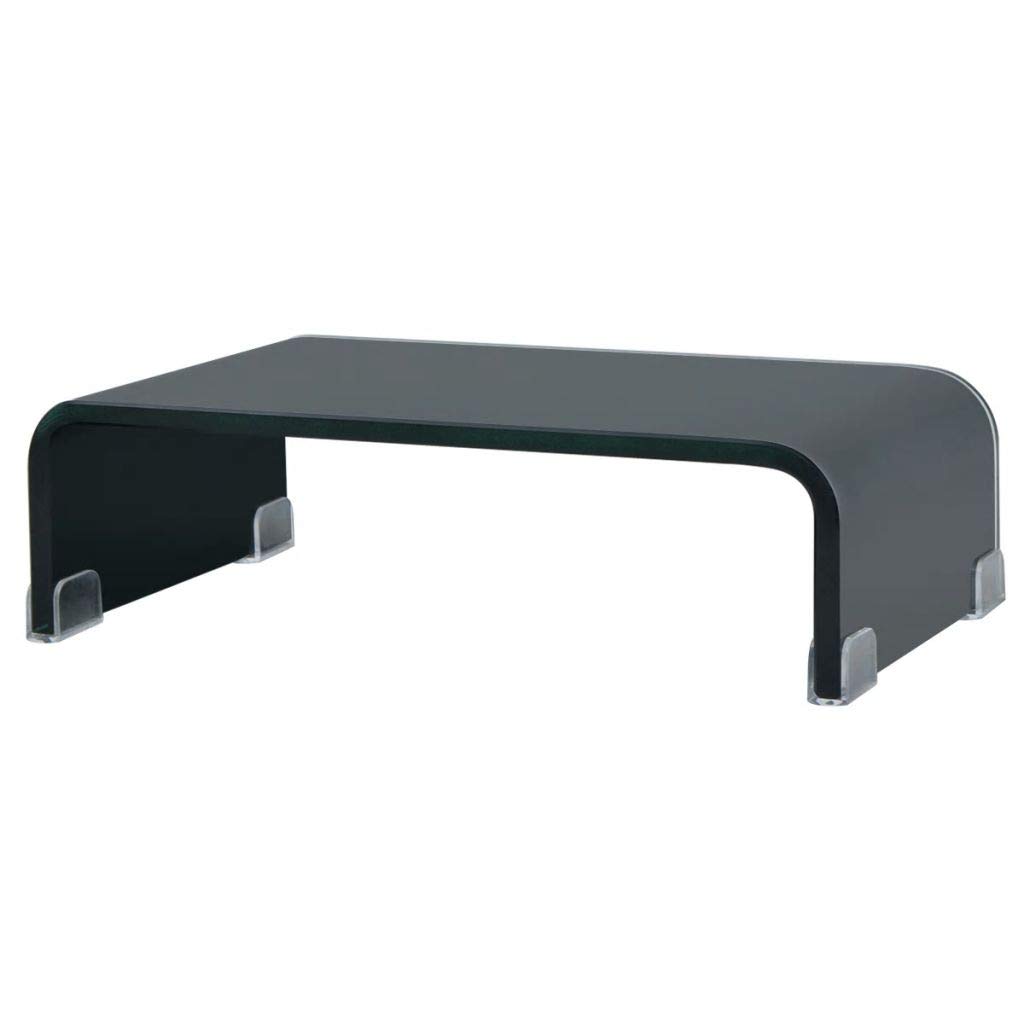 INLIFE Tempered Glass TV Stand & Monitor Riser - Corner Computer Desk Shelf for Living Room & Office - Perfect for Space Saving & Organizing Electronics