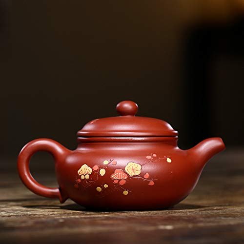 Premium Yixing Zisha Teapot 8.8oz - Handmade Purple Clay Chinese Kung Fu Tea Maker with Built-in Filter (Fanggu Style) - Perfect for Gongfu Tea Ceremony, Home Brewing & Gift Giving