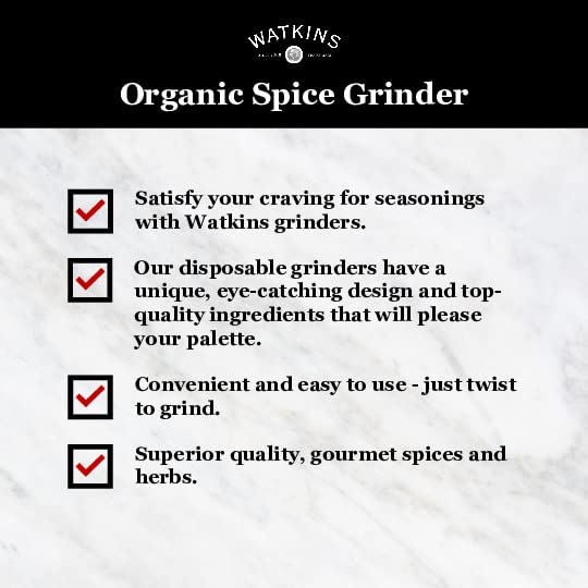 Organic Garlic Salt Grinder - Watkins 4.3oz (3-Pack) | All-Natural Seasoning for Cooking, Grilling & Meal Prep