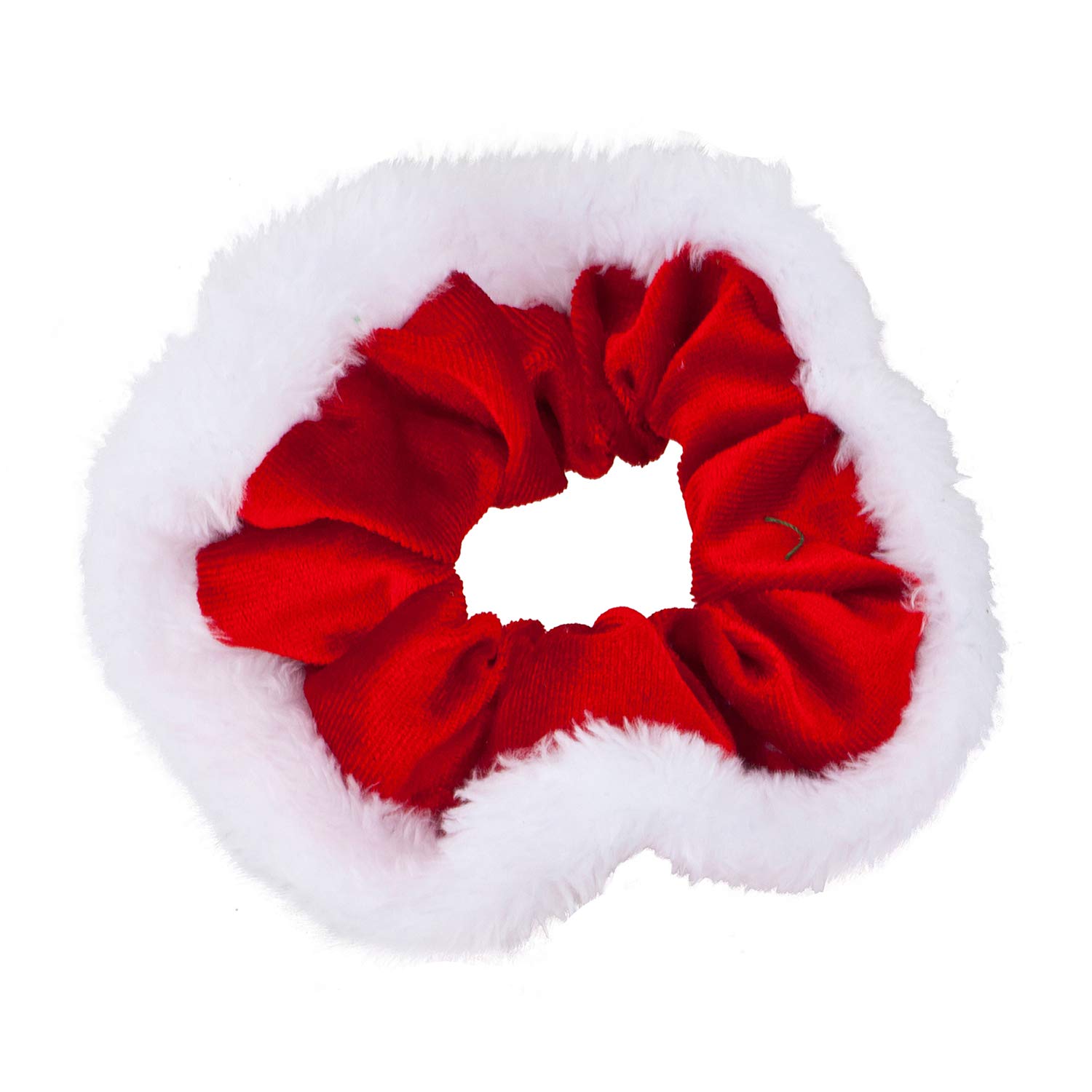 LUX ACCESSORIES Christmas Holiday Hair Scrunchies Set (3pc) - Red Sequins, Green, Red & White Fur Scrunchies for Party, Festive & Gift Giving