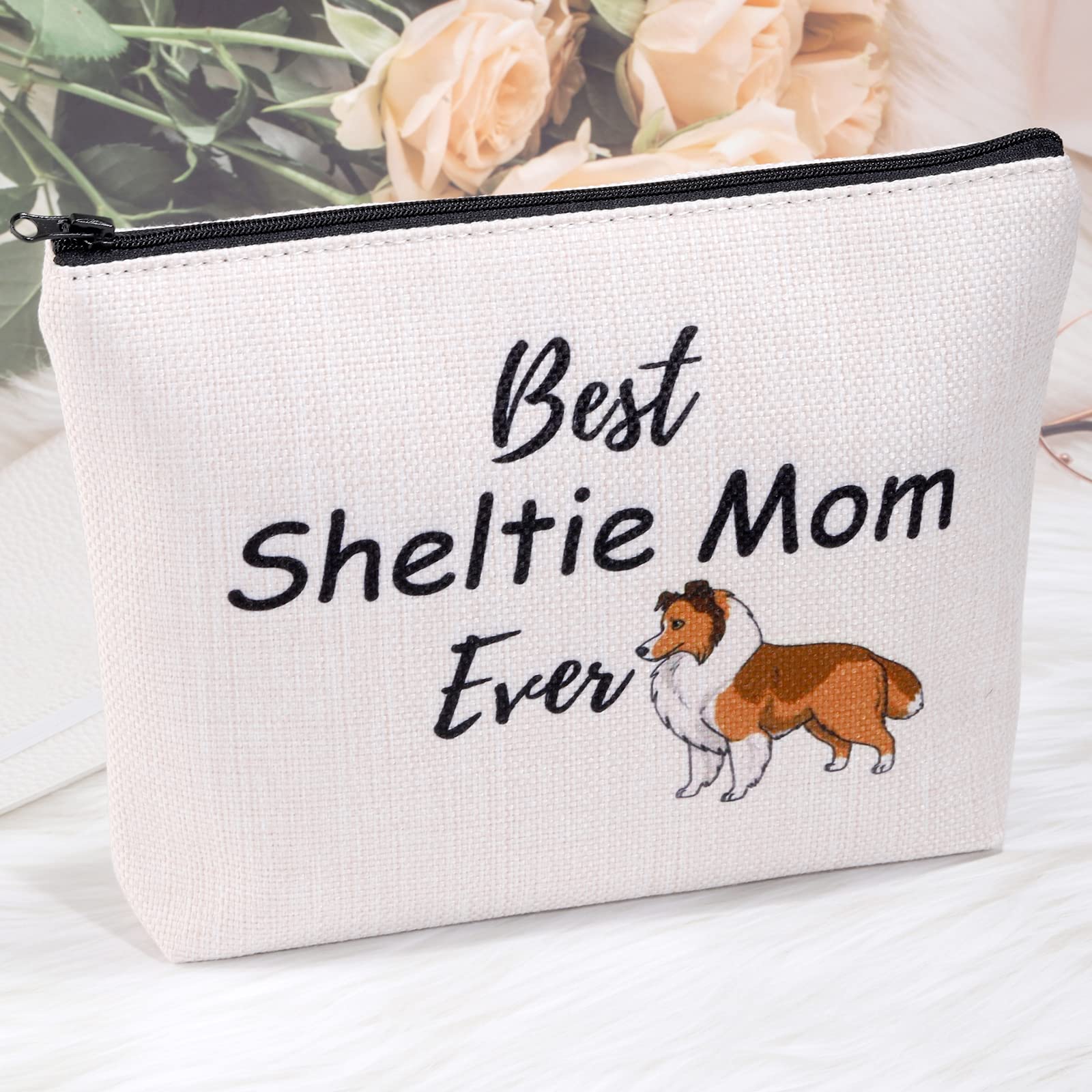 MEIKIUP Sheltie Dog Lover Gift - Sheltie Mom Makeup Bag for Travel & Cosmetics | Cute Sheepdog Mama Shetland Sheepdogs Themed Pouch | Perfect Gift for Sheltie Owners | Great for Daily Use, Travel Essentials & Makeup Storage
