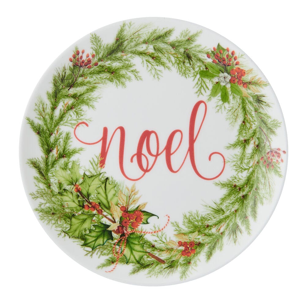 6-Piece Festive Appetizer Plate Set - Elegant Holiday Garland Design for Christmas Parties, Dinnerware & Entertaining