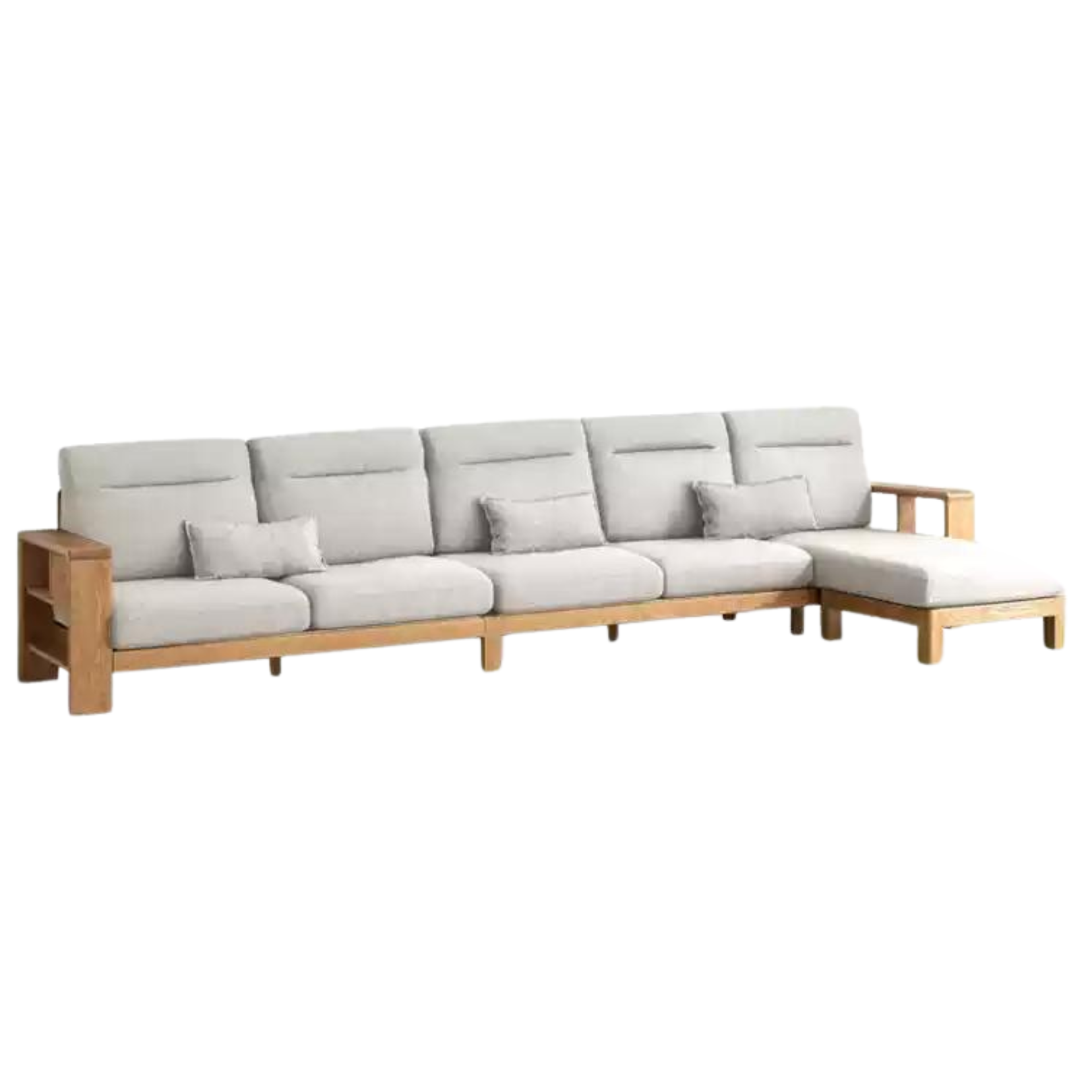 Premium Oak Solid Wood Sectional Sofa Set - Modern L-Shaped Couch with Storage for Living Room, Lounge & Family Room - Durable Hardwood Furniture for Home Decor