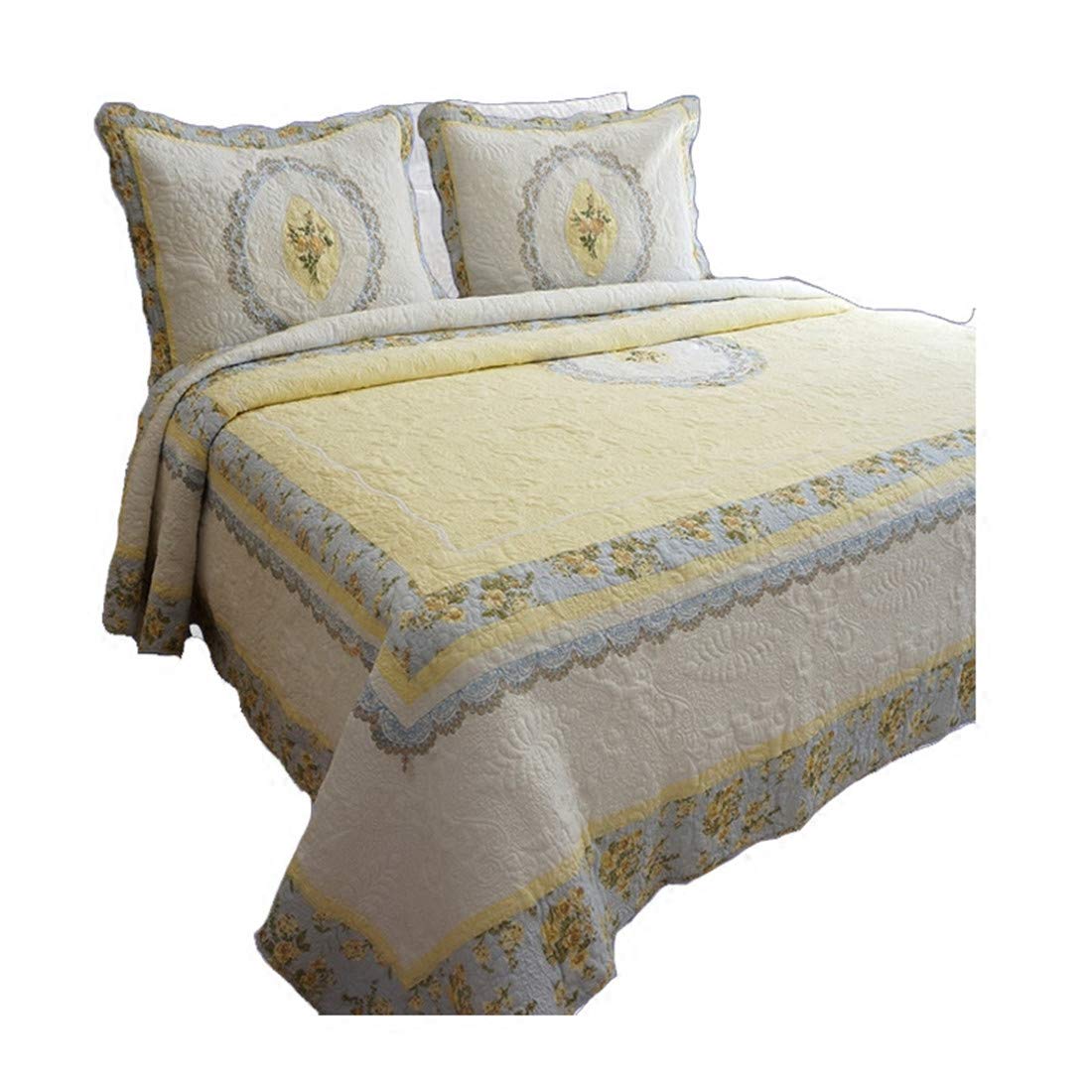 Newrara 3-Piece 100% Cotton Patchwork Stripes Quilt Set - Queen Size Bedding, Soft & Breathable Comforter Cover with Matching Pillow Shams - Perfect for Cozy Bedrooms, Guest Rooms & Dorm Decor
