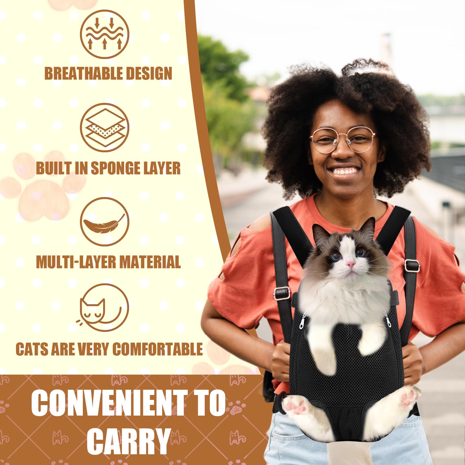 Adjustable Pet Dog Carrier Backpack - Front Facing Dog Hiking Backpack for Small Dogs & Cats - Lightweight Chest Carrier for Outdoor Adventures, Travel, and Daily Walks