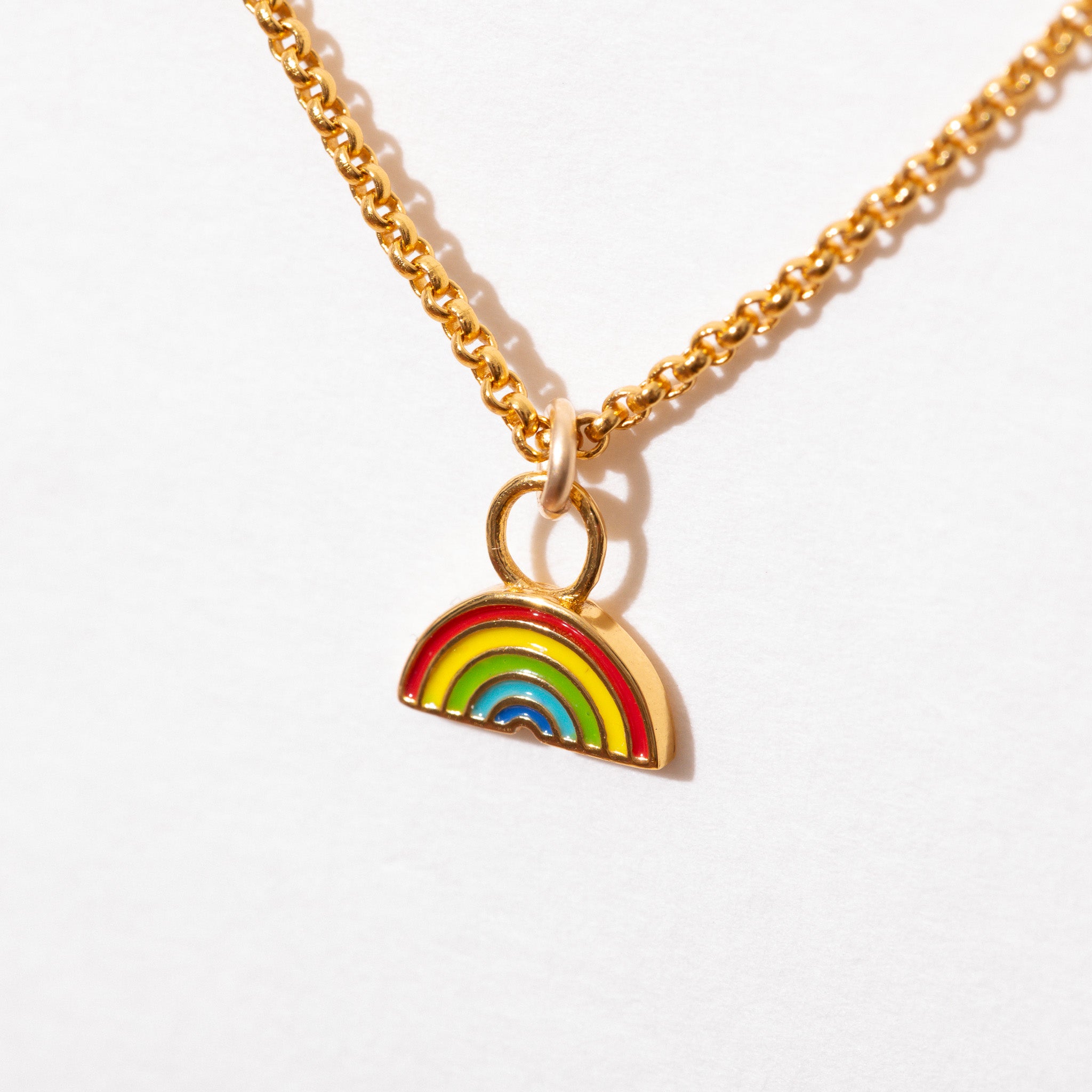 Rainbow Charm Necklace for Women - Dainty Gold Plated Pendant Jewelry Gift for Her | Perfect for Birthday, Anniversary & Everyday Wear