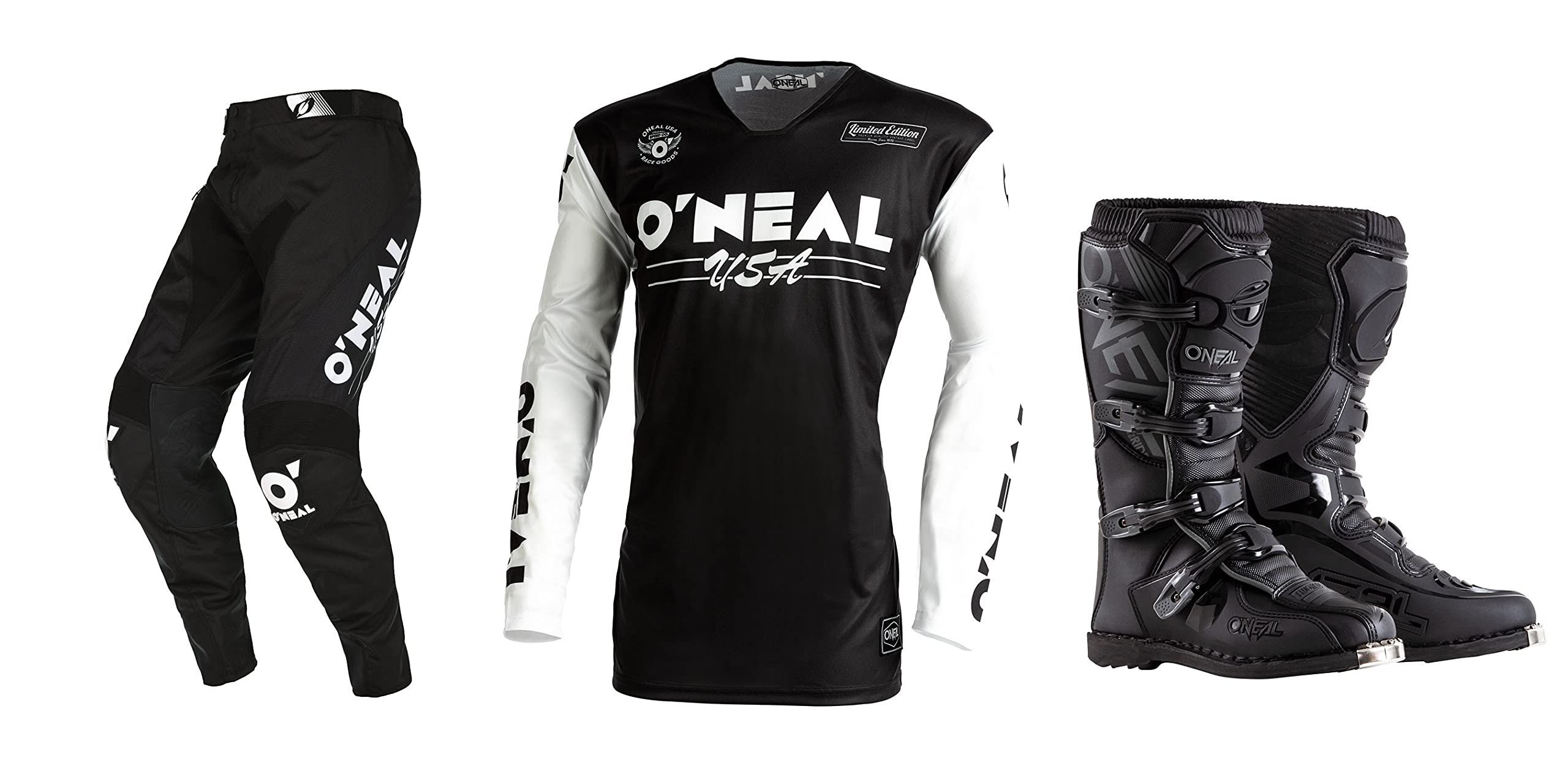 Oneal Mayhem Bullet Black/White Motocross Jersey & Pants Combo Set - Dirt Bike Racing Gear for Off-Road Motorcycle Riding
