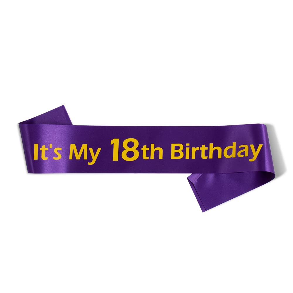 18th Birthday Sash - Elegant Purple Celebration Ribbon for Sweet 16, Quinceañera & Bachelorette Parties | Perfect for Milestone Birthdays & Special Events