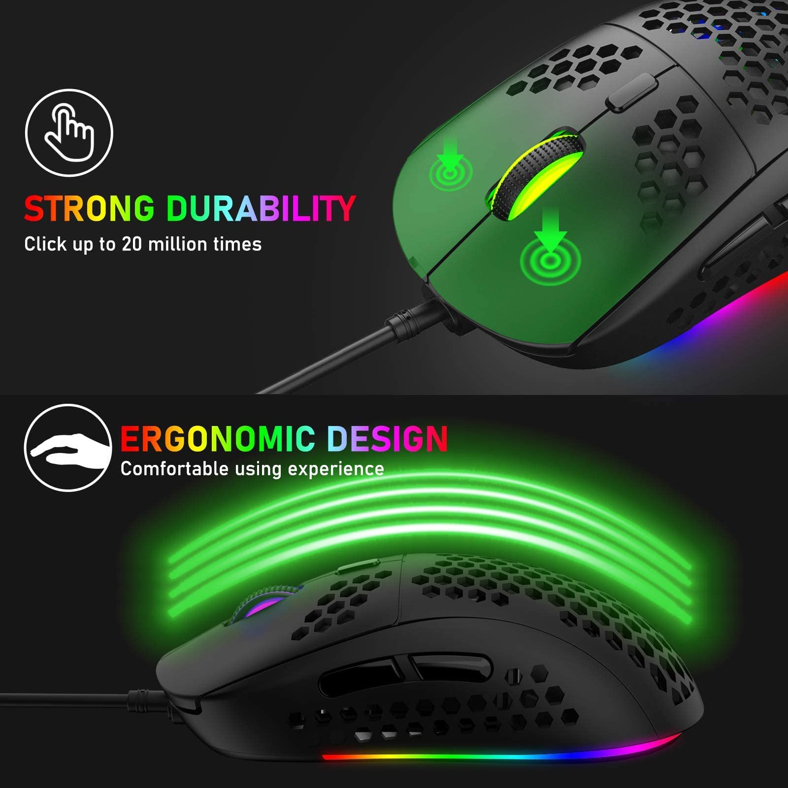 60% Wired Mechanical Gaming Keyboard & RGB Gaming Mouse Set with Blue Switches, UK Layout, 6400 DPI, Includes Mouse Pad - Perfect for PC & Mac Gamers (Black) - Ideal for Esports, Streaming & Office Work