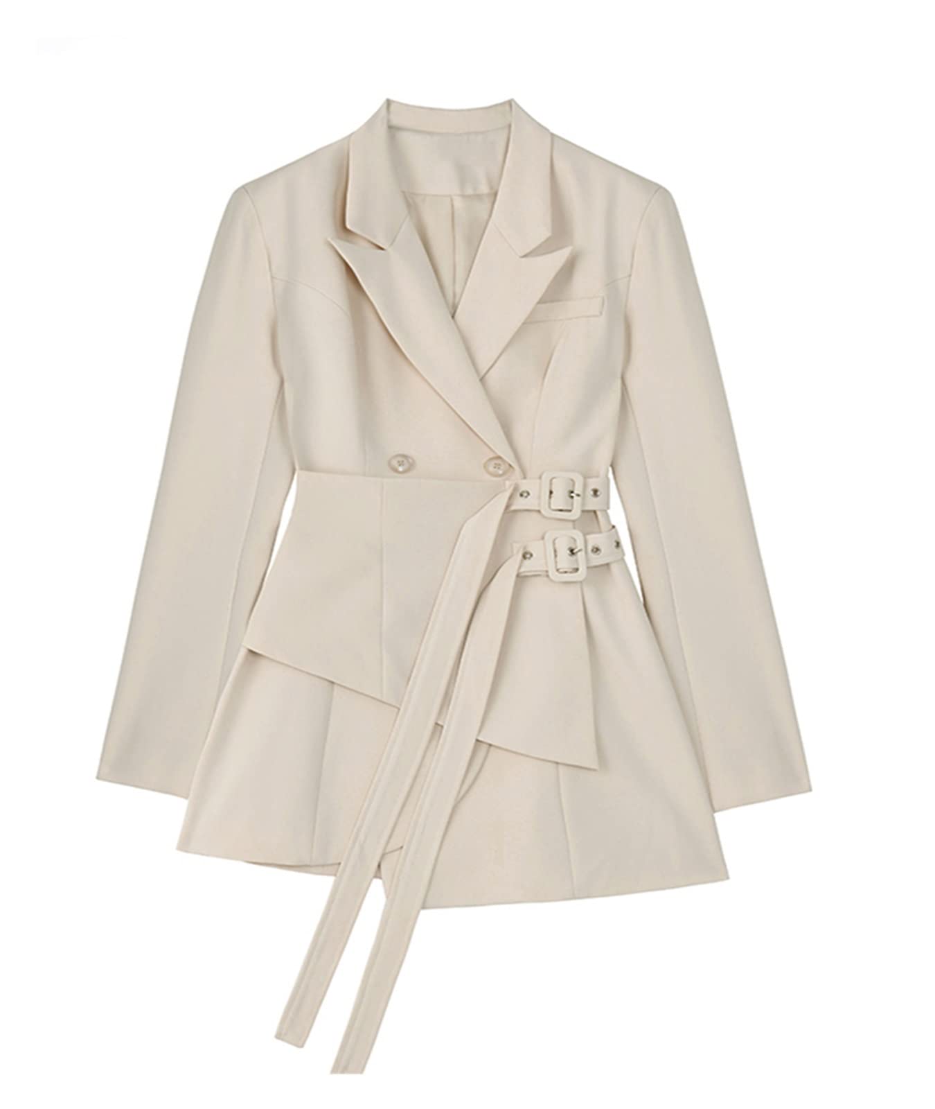 Skyue Women's Bandage Spliced Blazer - Lapel Long Sleeve Loose Fit Jacket for Spring & Autumn | Office Wear, Business Casual, Party Outfits & Fashion Trends