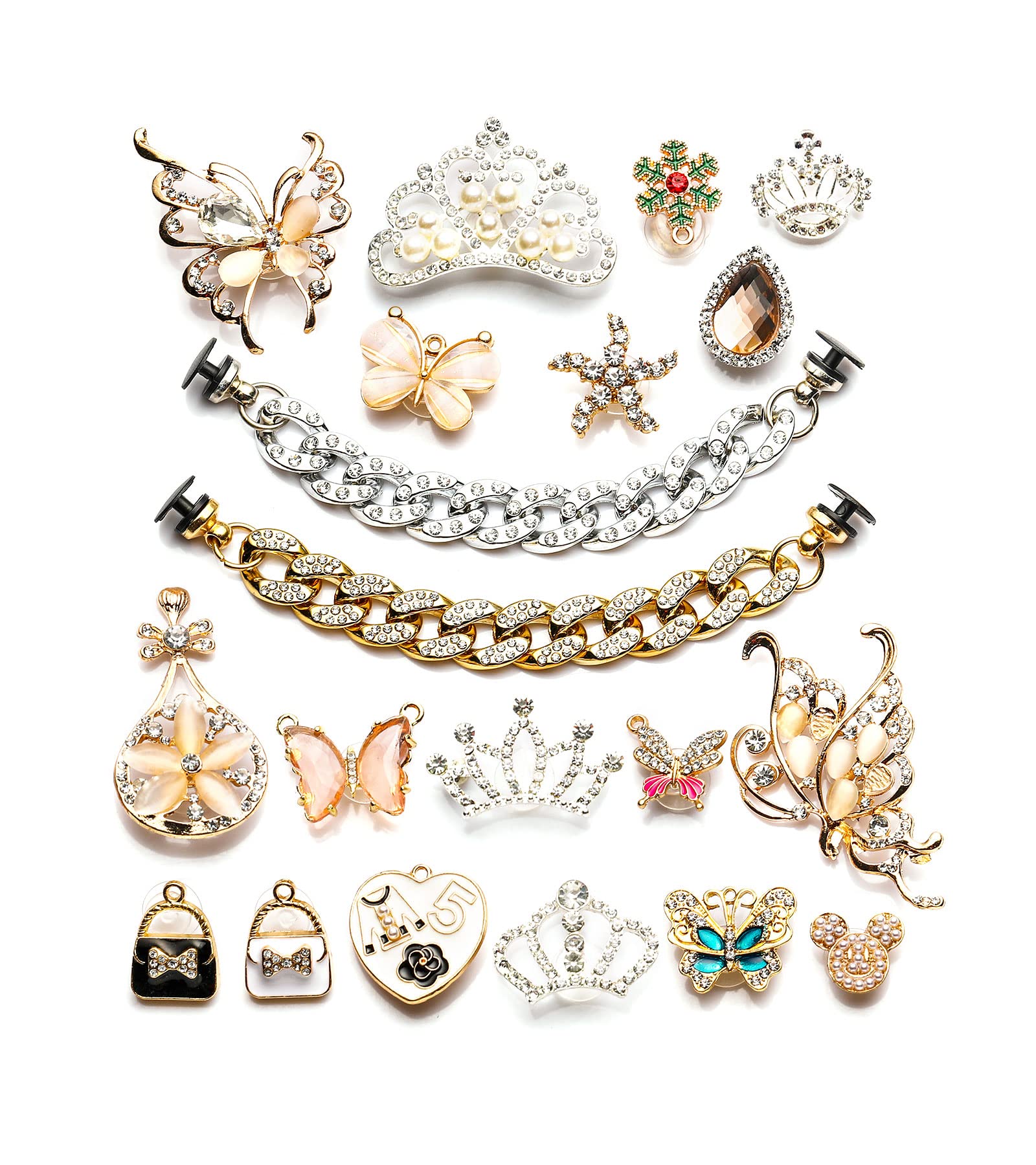 Trendy Crystal Rhinestone Croc Charms for Women & Girls - Bling Shoe Accessories Pack for Crocs - Perfect Gift for Birthday, Party & Everyday Wear - Enhance Your Crocs Style with Sparkling Shoe Decorations