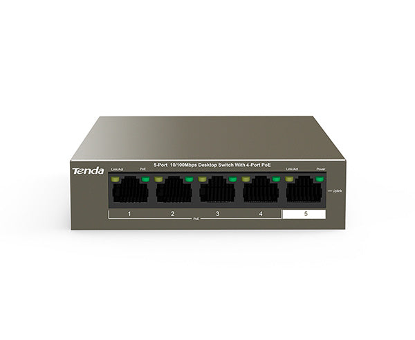 5 Port 10/100Mbps Desktop Ethernet Switch with 4 Port PoE (Power over Ethernet) - Ideal for Home Office, Small Business Network & IP Camera Setup