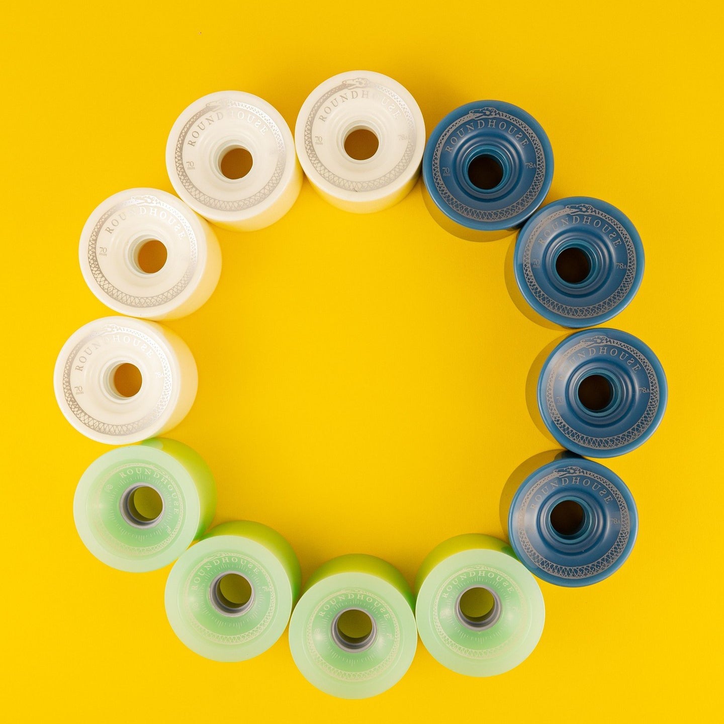 Carver Roundhouse 70mm x 48mm Magnetic Longboard Wheels - Shell White Complete Skateboard Wheel Set for Cruising & Downhill Riding