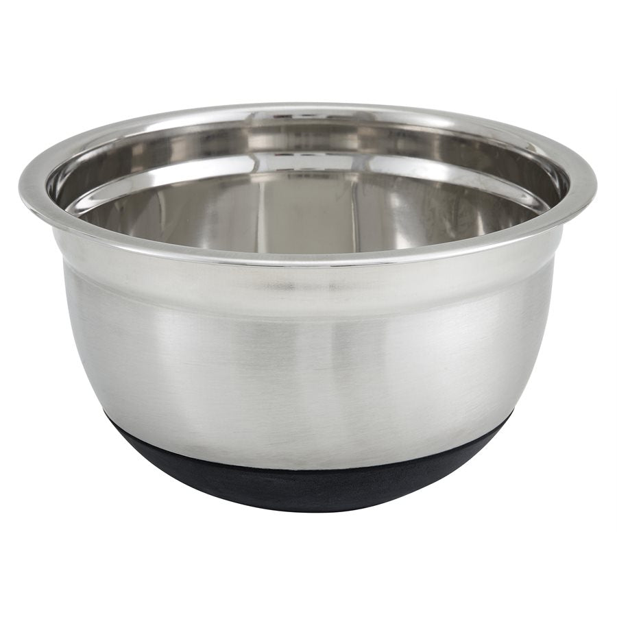Winco 5 Quart Stainless Steel Mixing Bowl with Non-Slip Silicone Base (MXRU 500) - Perfect for Baking, Cooking, and Food Prep in Professional & Home Kitchens
