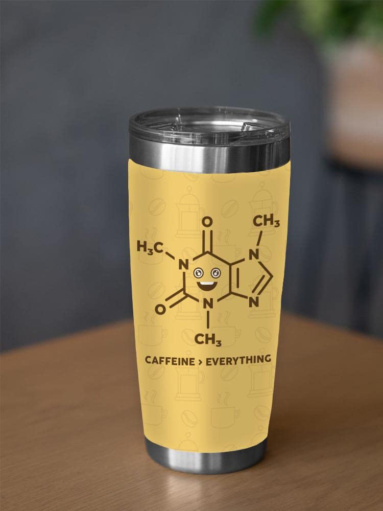 Caffeine Over Everything Insulated Tumbler - 20oz Stainless Steel Travel Mug with Lid, Reusable Coffee Cup for Hot & Cold Drinks - Perfect for Office, Gym, Hiking & Commuting - Unisex Design by SmartPrintsInk (White)