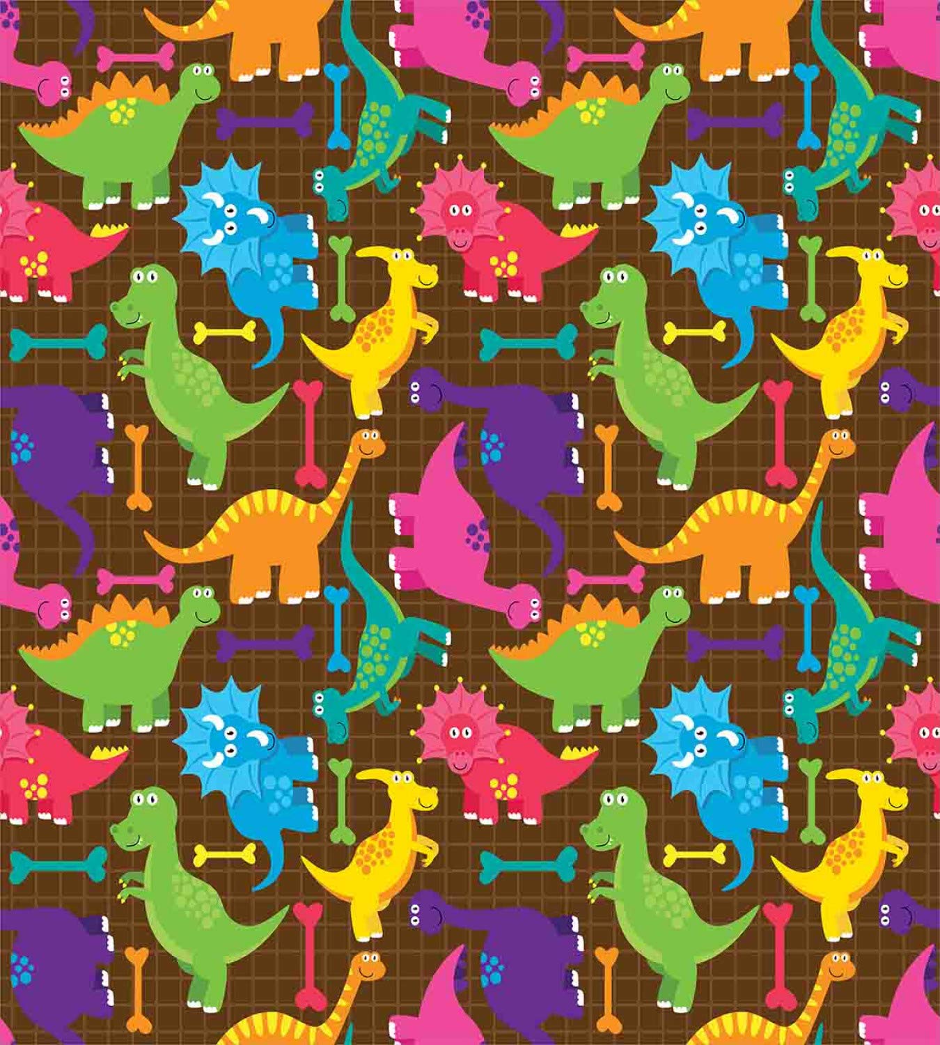 Ambesonne King Size Duvet Cover Set - Tyrannosaurus Video Game Style Dinosaur Print Bedding, 3 Piece Set with 2 Pillow Shams in Chocolate & Lime Green - Perfect for Boys Room Decor, Gaming Themed Bedroom & Dinosaur Lovers