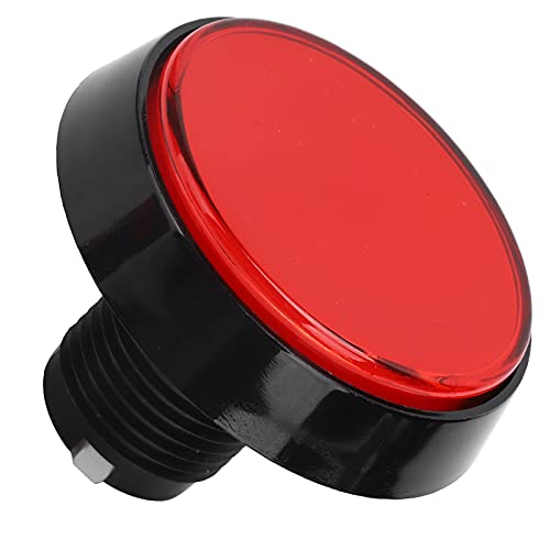 60mm LED Light Big Round Flat Button with 3 Foot Switch - Red Arcade Power Switch for Video Game Consoles & DIY Control Panels - Perfect for Arcade Machines, Gaming Setups & Custom Electronics Projects
