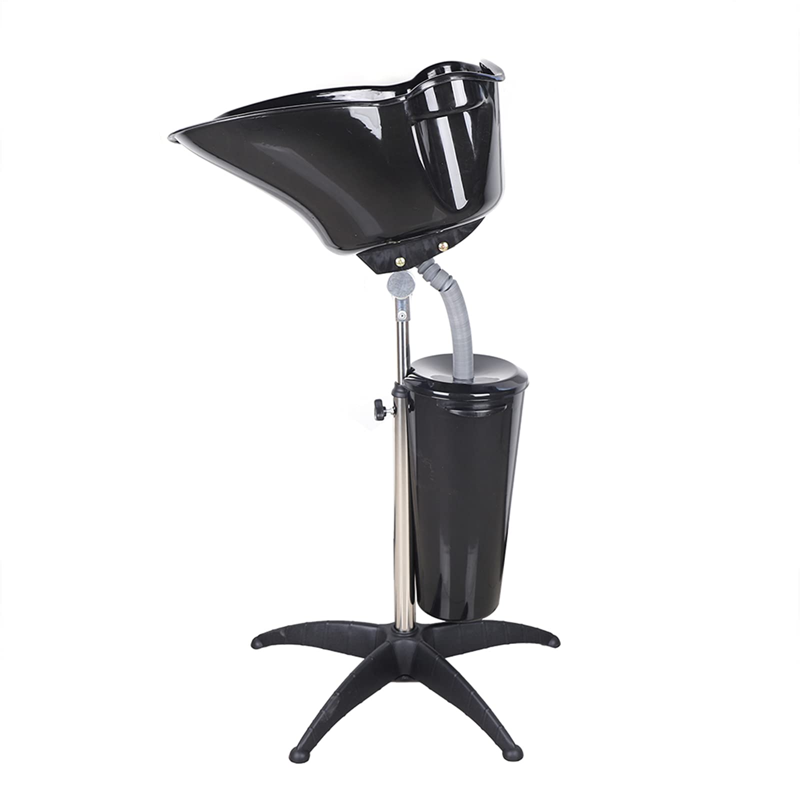 **Adjustable Height Portable Salon Shampoo Sink with Drain Hose - Deep Hair Washing Basin for Barber & Salon (103-139cm, Black) - Perfect for Backwash, Hair Treatment & Styling Services**
