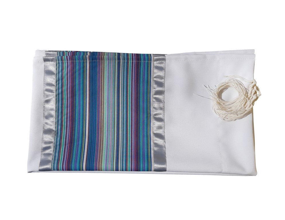 Authentic Israel Bar Mitzvah Tallit Prayer Shawl - Multi-Colored Stripes Jewish Prayer Scarf for Men & Boys | Perfect for Synagogue, Jewish Ceremonies & Religious Celebrations