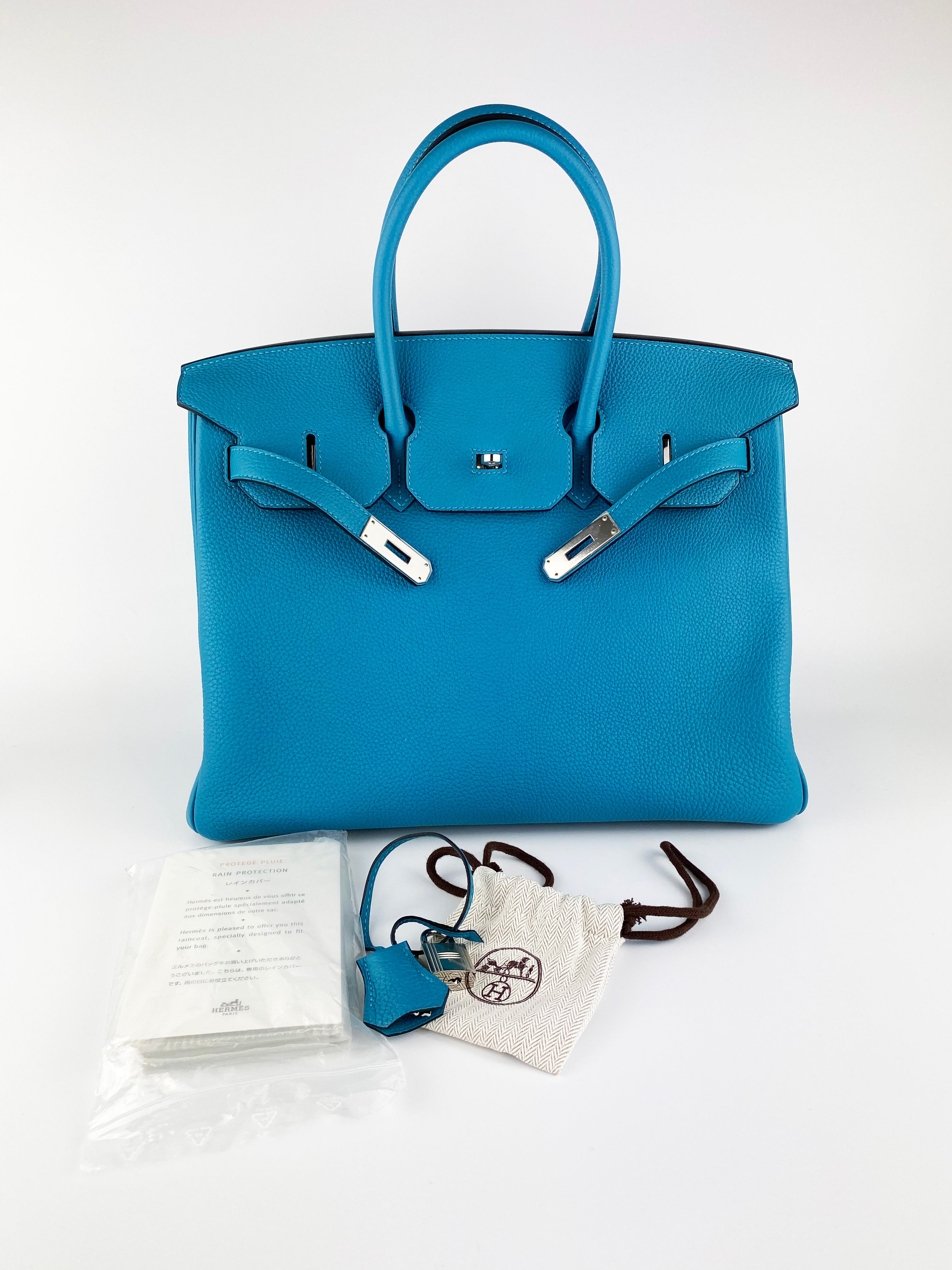 Authentic Hermes Birkin 35 Handbag in Turquoise Togo Leather - Luxury Designer Shoulder Bag for Women, Perfect for Work, Travel & Special Occasions
