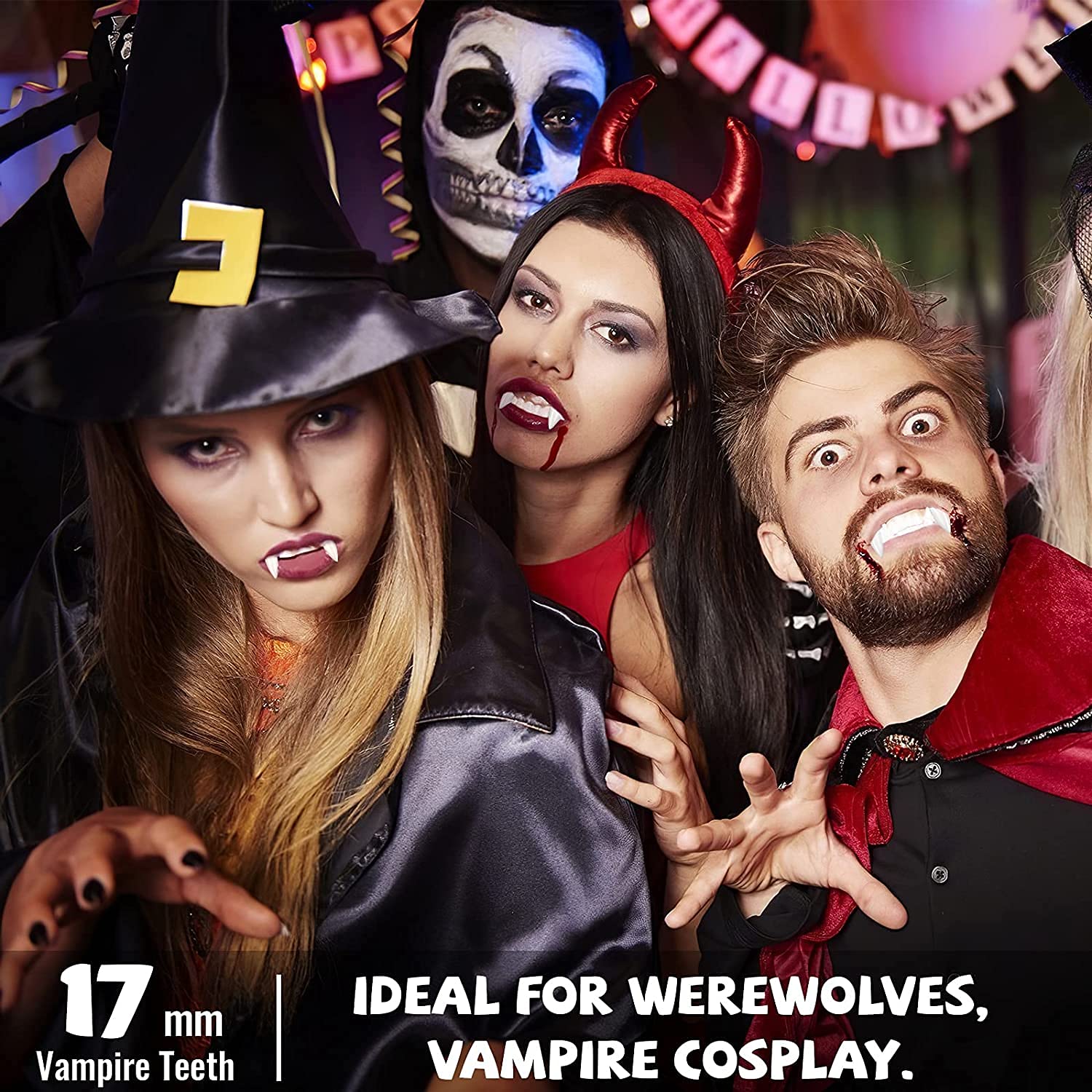 3 Pairs Vampire Teeth Fangs Dentures - Realistic Halloween Cosplay Props for Vampire Costume, Party Favors & Scary Makeup Accessories - Perfect for Halloween Parties, Cosplay Events & Themed Photoshoots