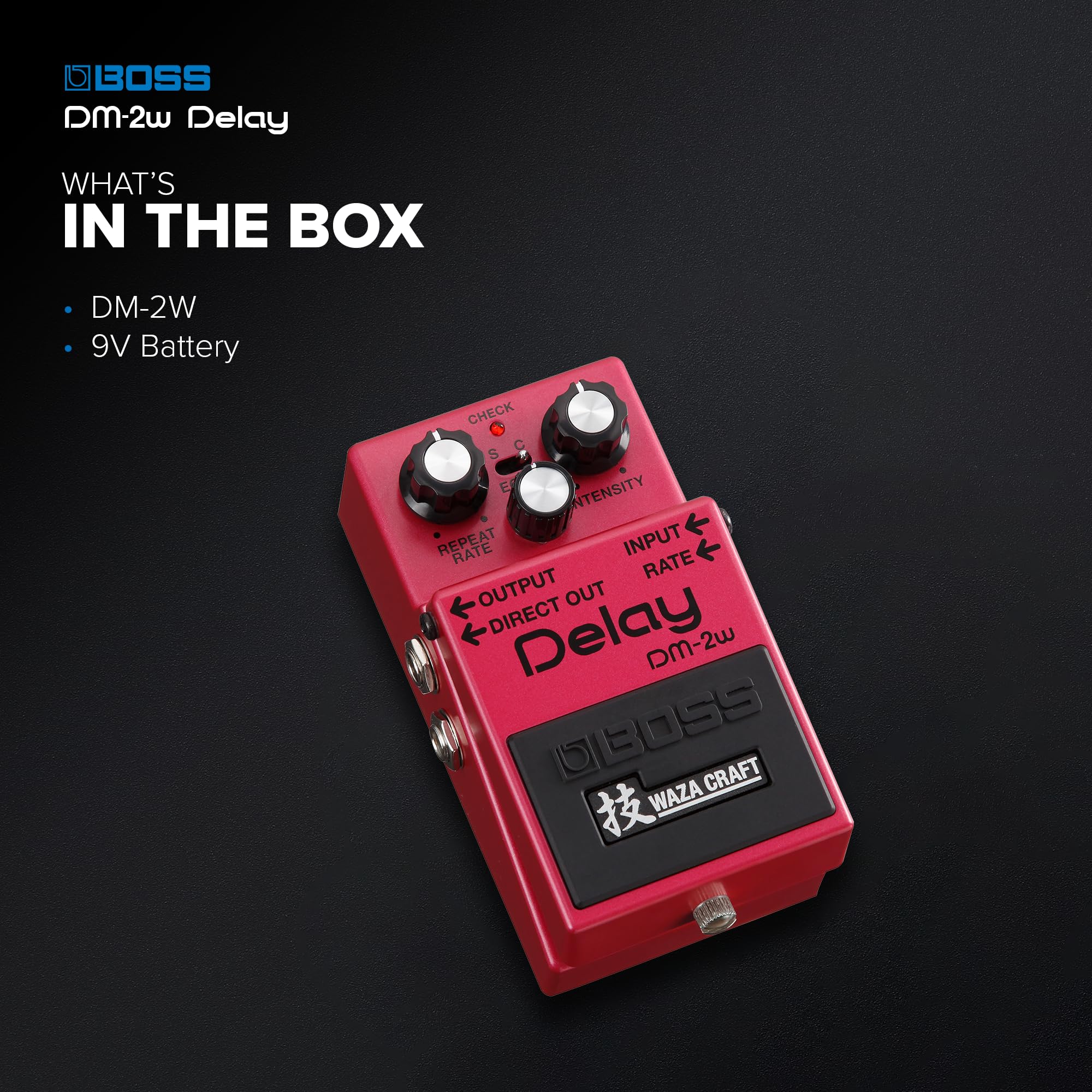 Boss DM-2W Waza Craft Analog Delay Guitar Effects Pedal - Vintage-Style Echo for Electric Guitar, Studio & Stage Use