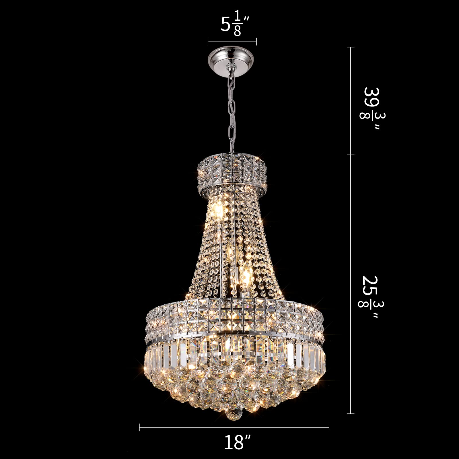 Modern LED Chandelier - 10-Light Acrylic Crystal Ceiling Light Fixture with Adjustable Hanging Chain, Easy Installation for Dining Room, Living Room, Bedroom (Chrome Finish, 18-inch Diameter) - Perfect for Home Decor, Wedding Venues and Restaurant Lighting